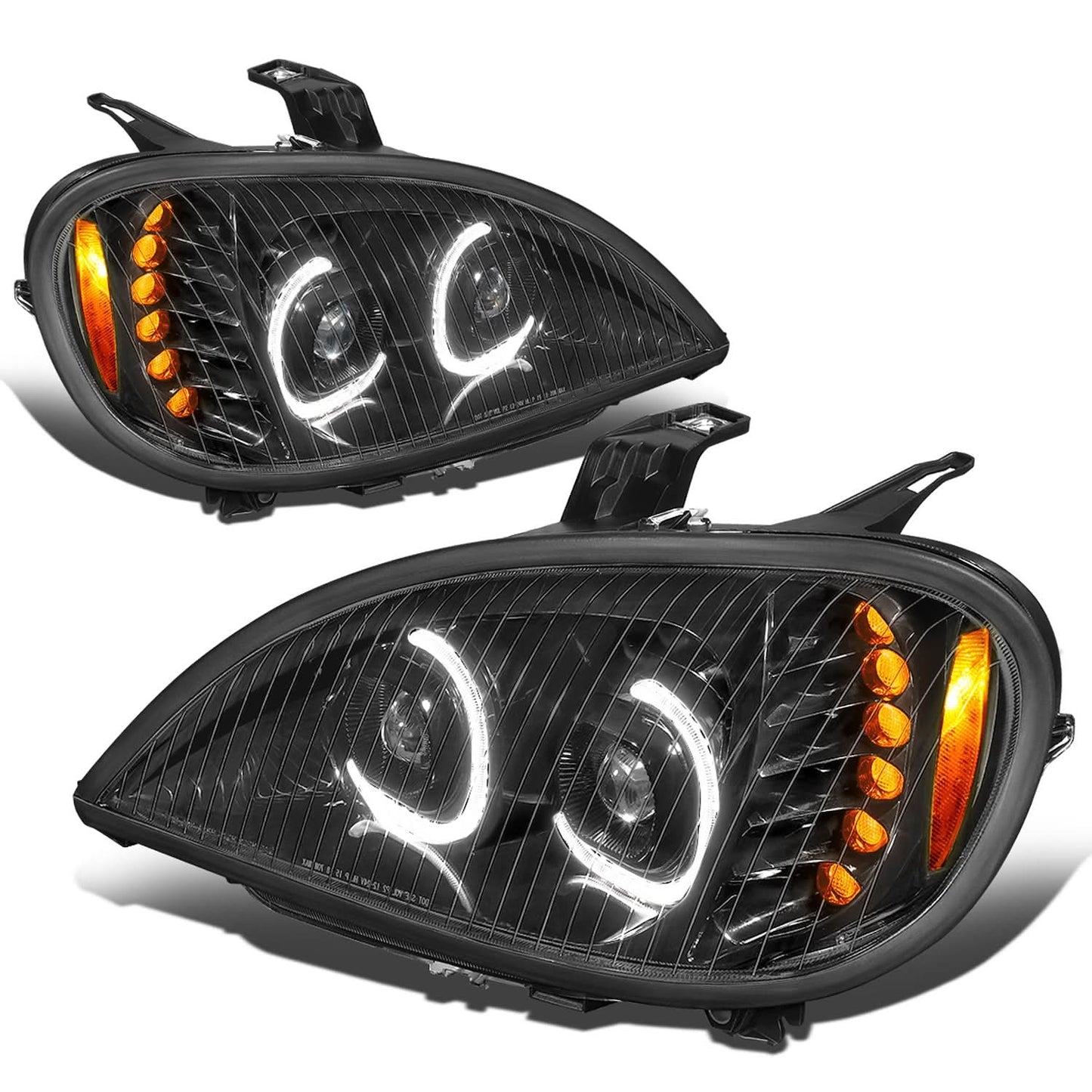 04-17 Freightliner Columbia LED Projector Headlights - Black Housing