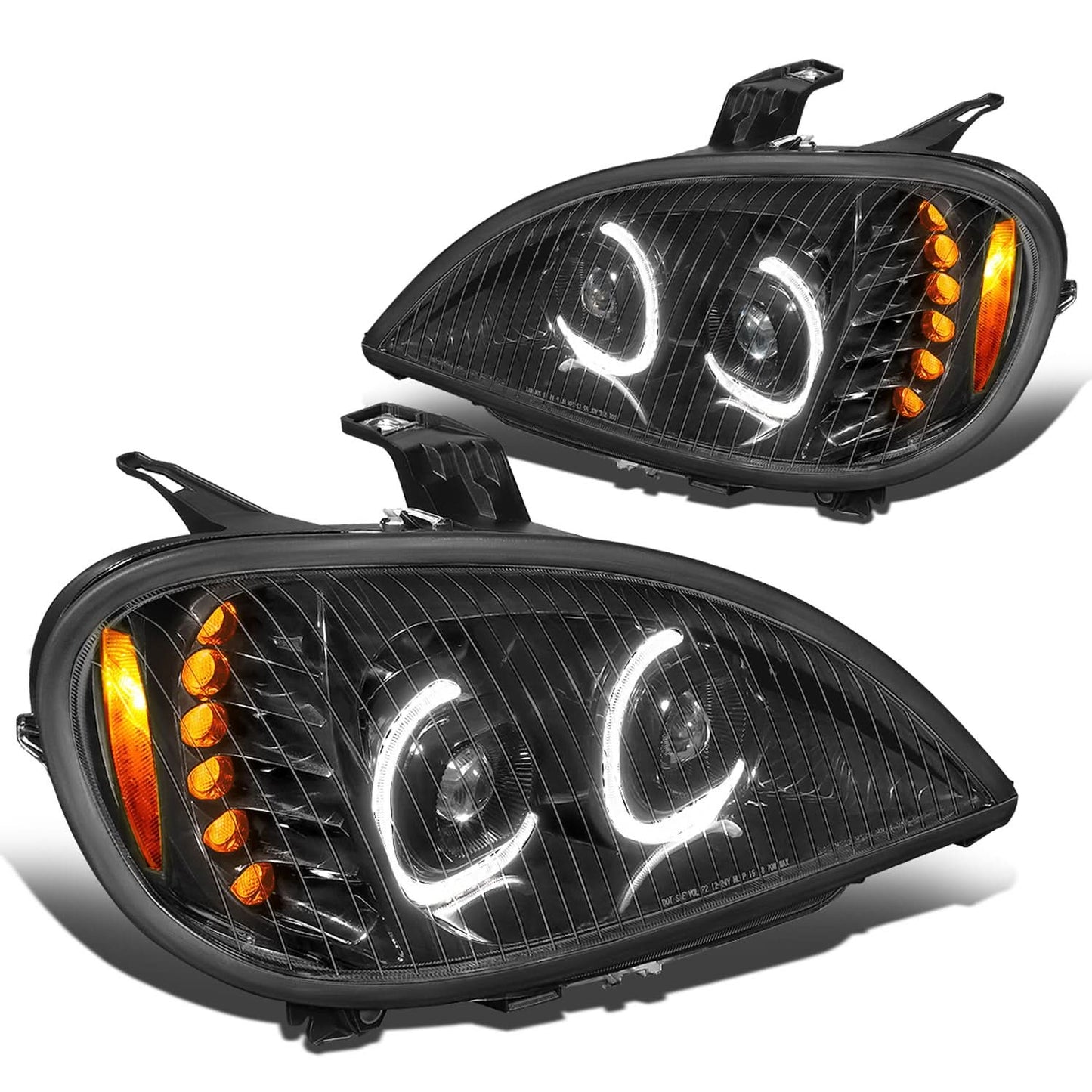 04-17 Freightliner Columbia LED Projector Headlights - Black Housing