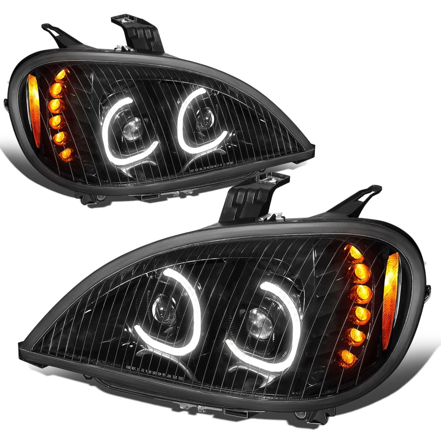 04-17 Freightliner Columbia LED Projector Headlights - Black Housing
