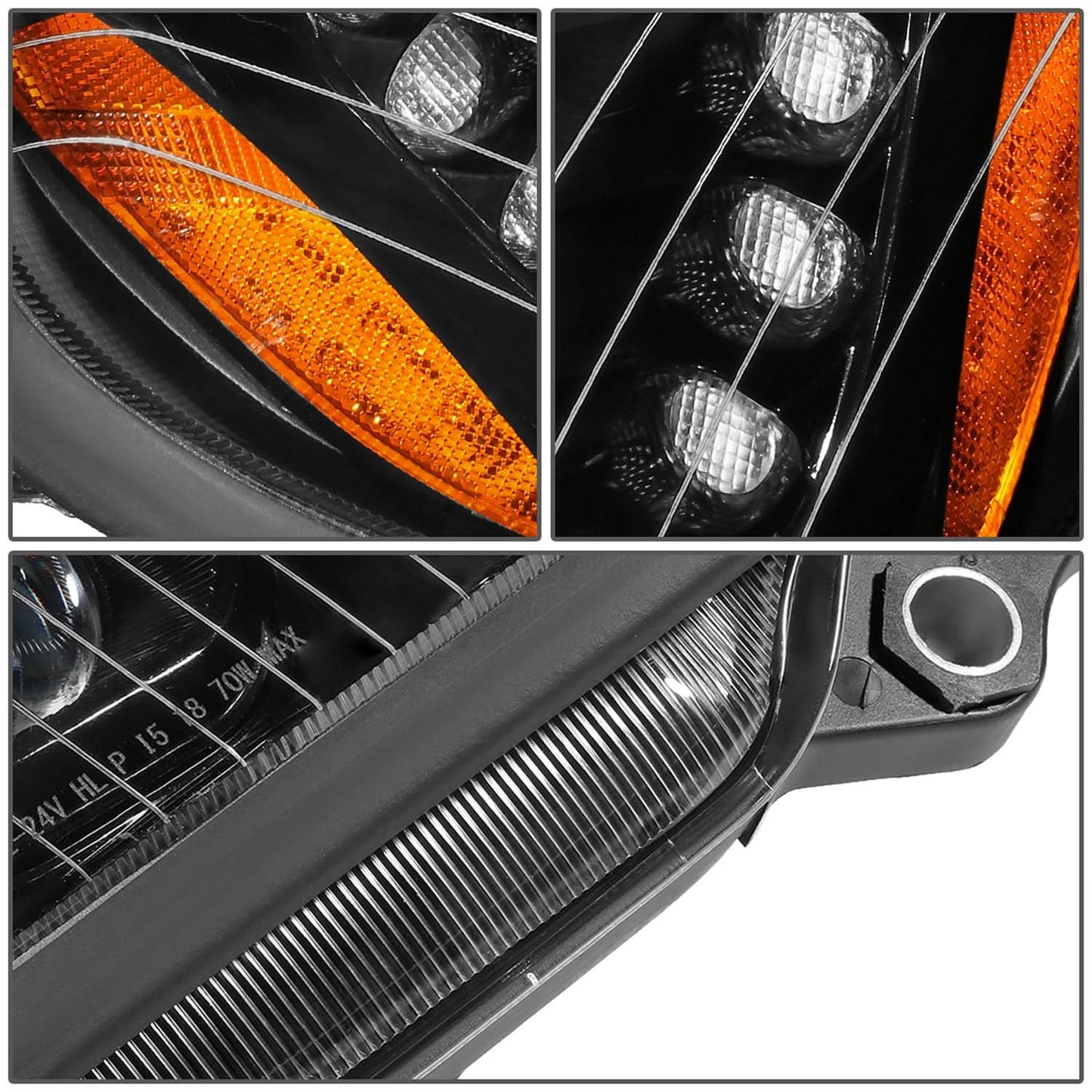 04-17 Freightliner Columbia LED Projector Headlights - Black Housing