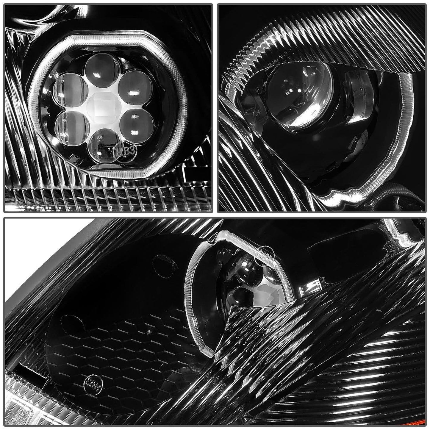 2004-2018 Volvo VN VNL LED Projector Headlights - Black Housing