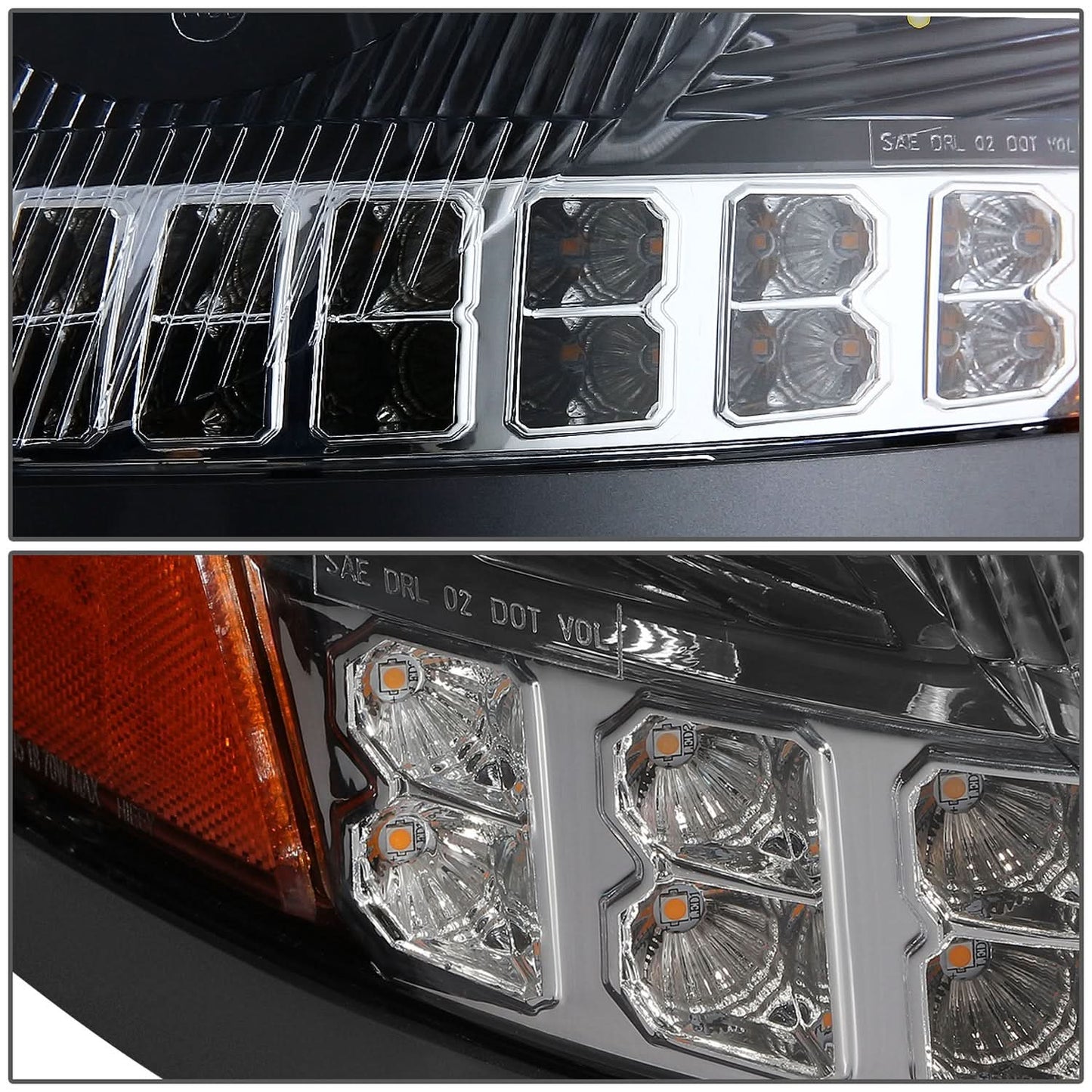 2004-2018 Volvo VN VNL LED Projector Headlights - Black Housing