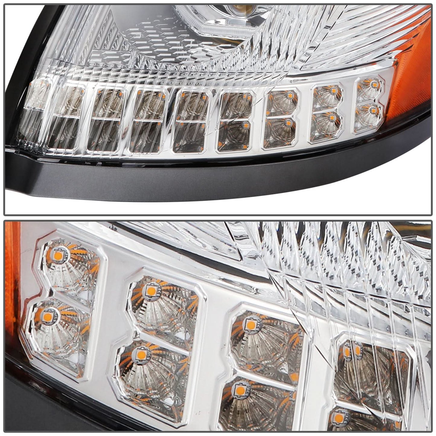 04-18 Volvo VN VNL LED Projector Headlights - Chrome Housing