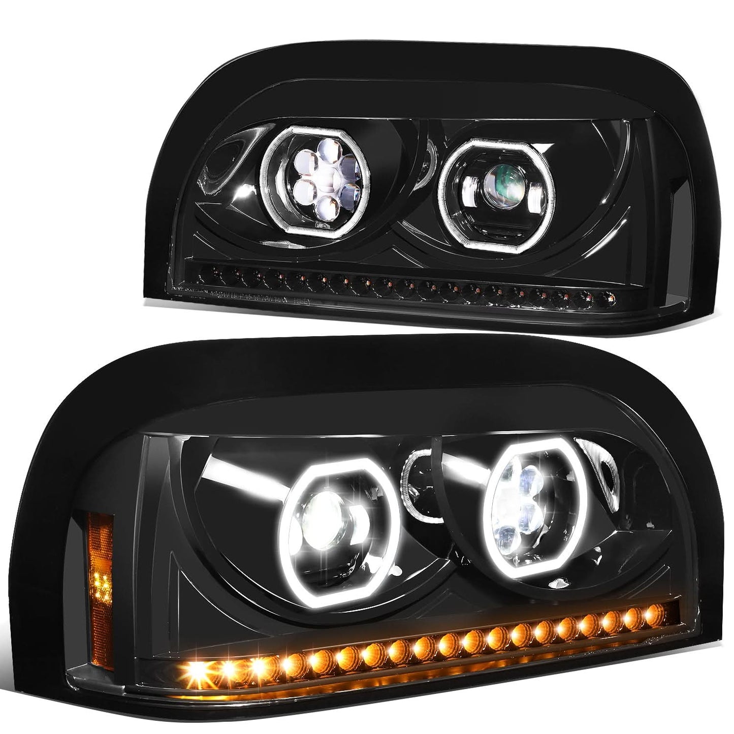 96-10 Freightliner Century Projector Headlights - Black