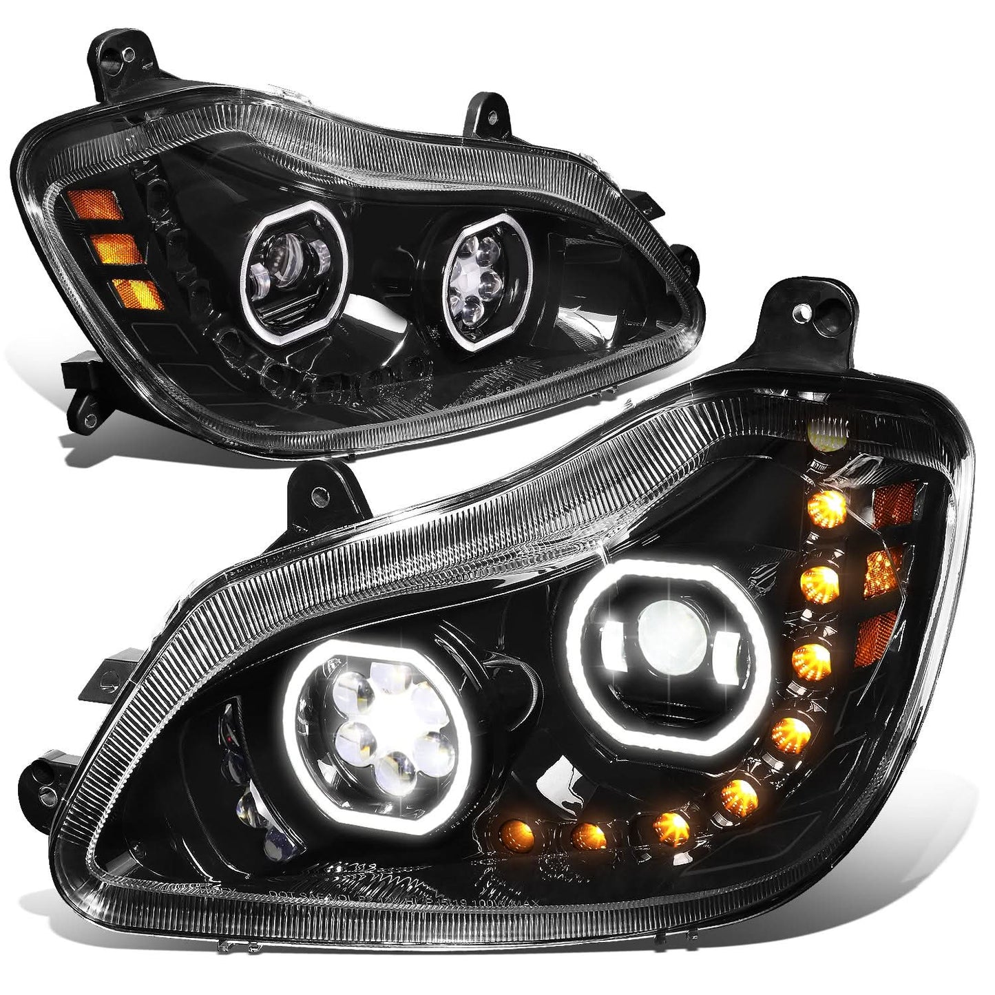 13-21 Kenworth T680 Projector Headlights - Black