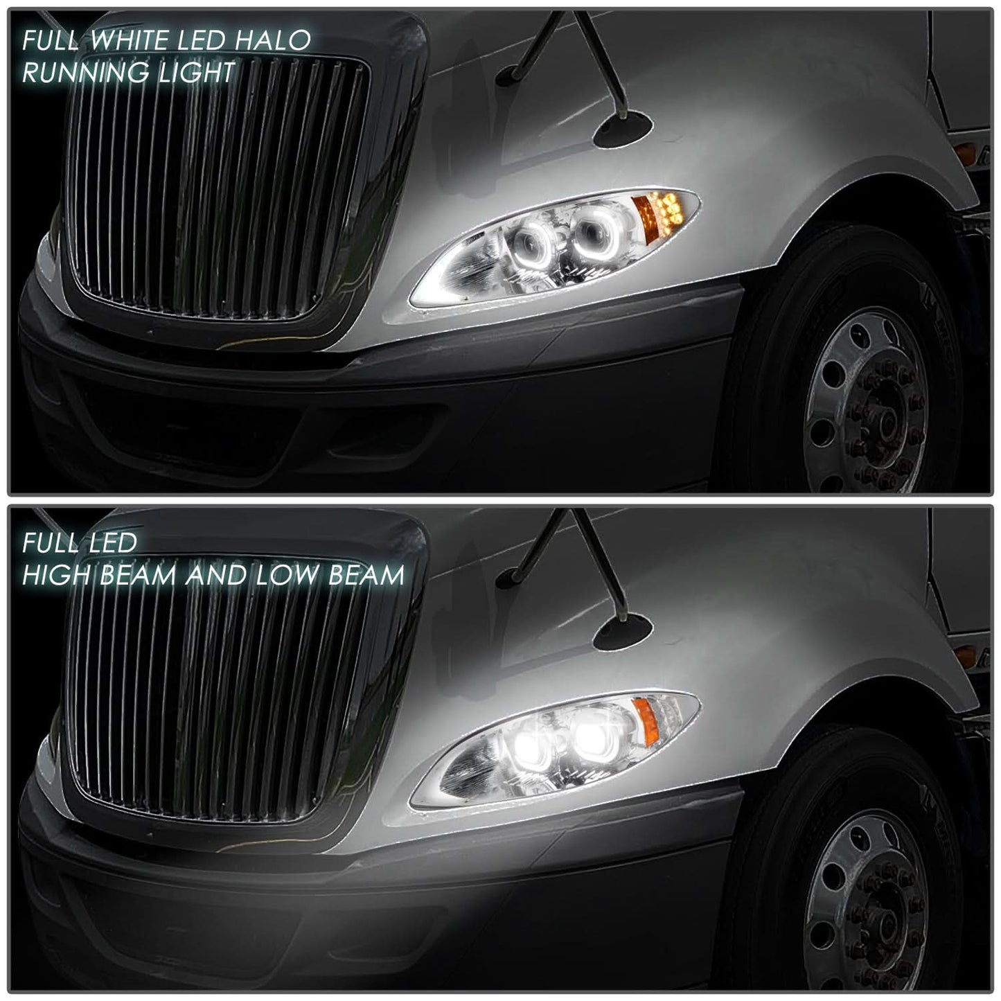 09-18 International Harvester ProStar Full LED Conversion Headlights - Chrome