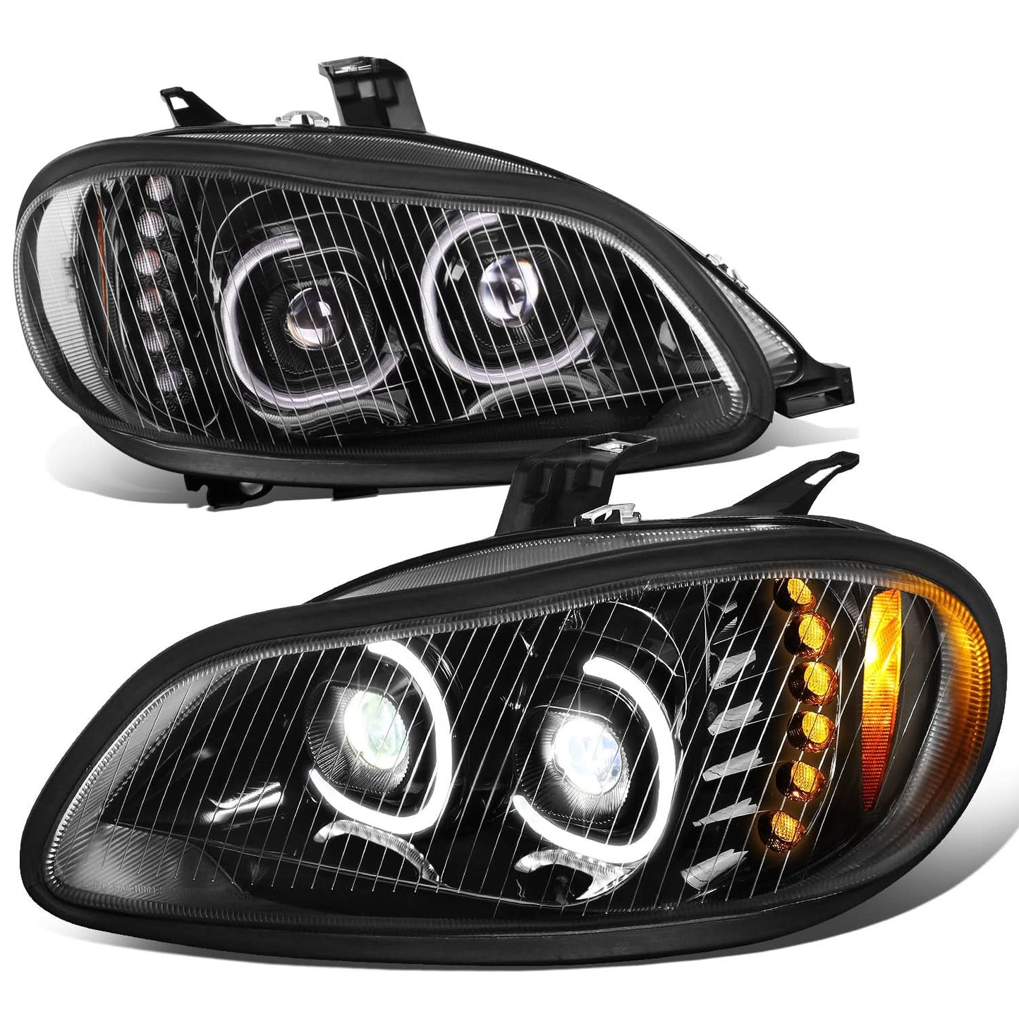 04-12 Freightliner M2 Projector LED DRL Headlights - Black Housing
