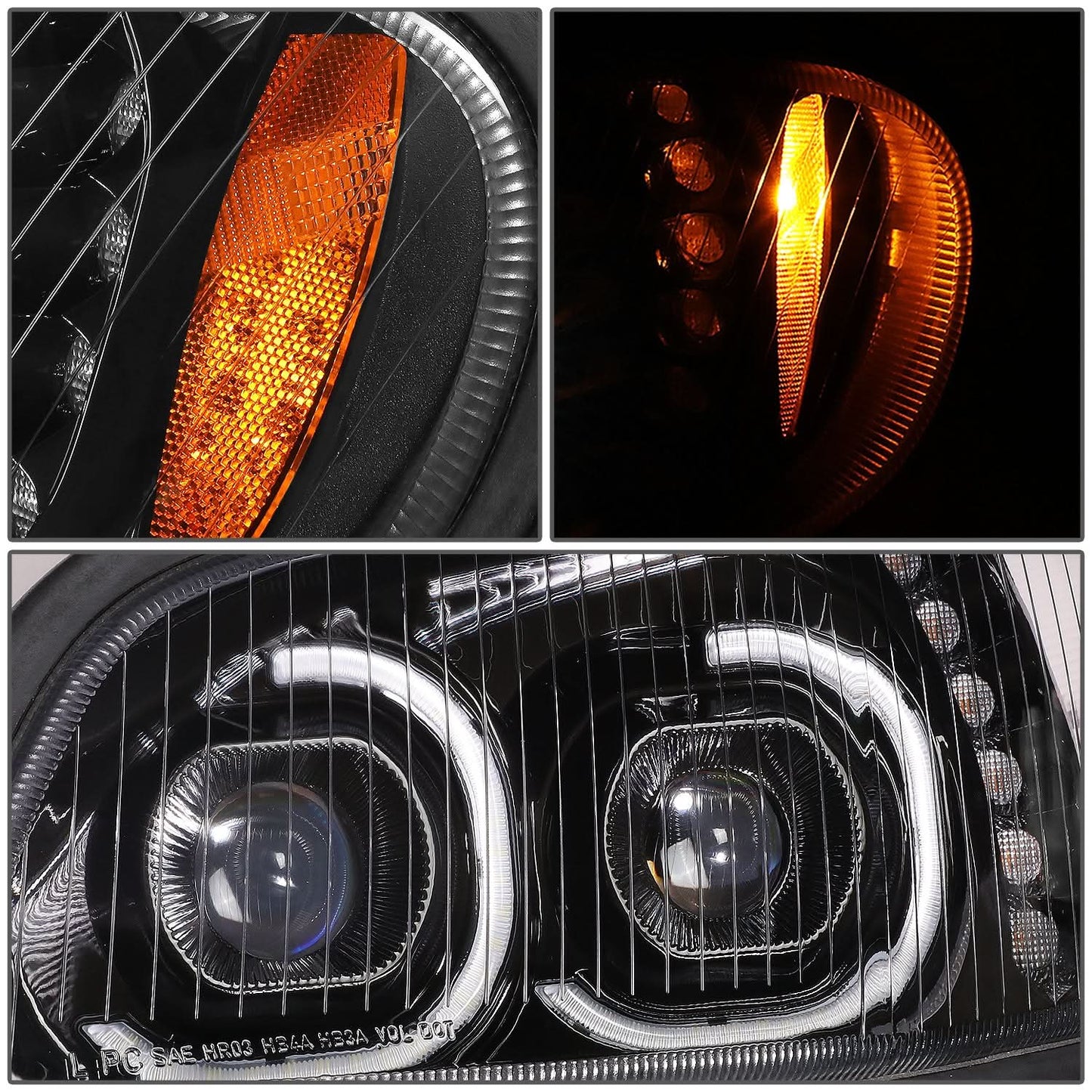 04-12 Freightliner M2 Projector LED DRL Headlights - Black Housing