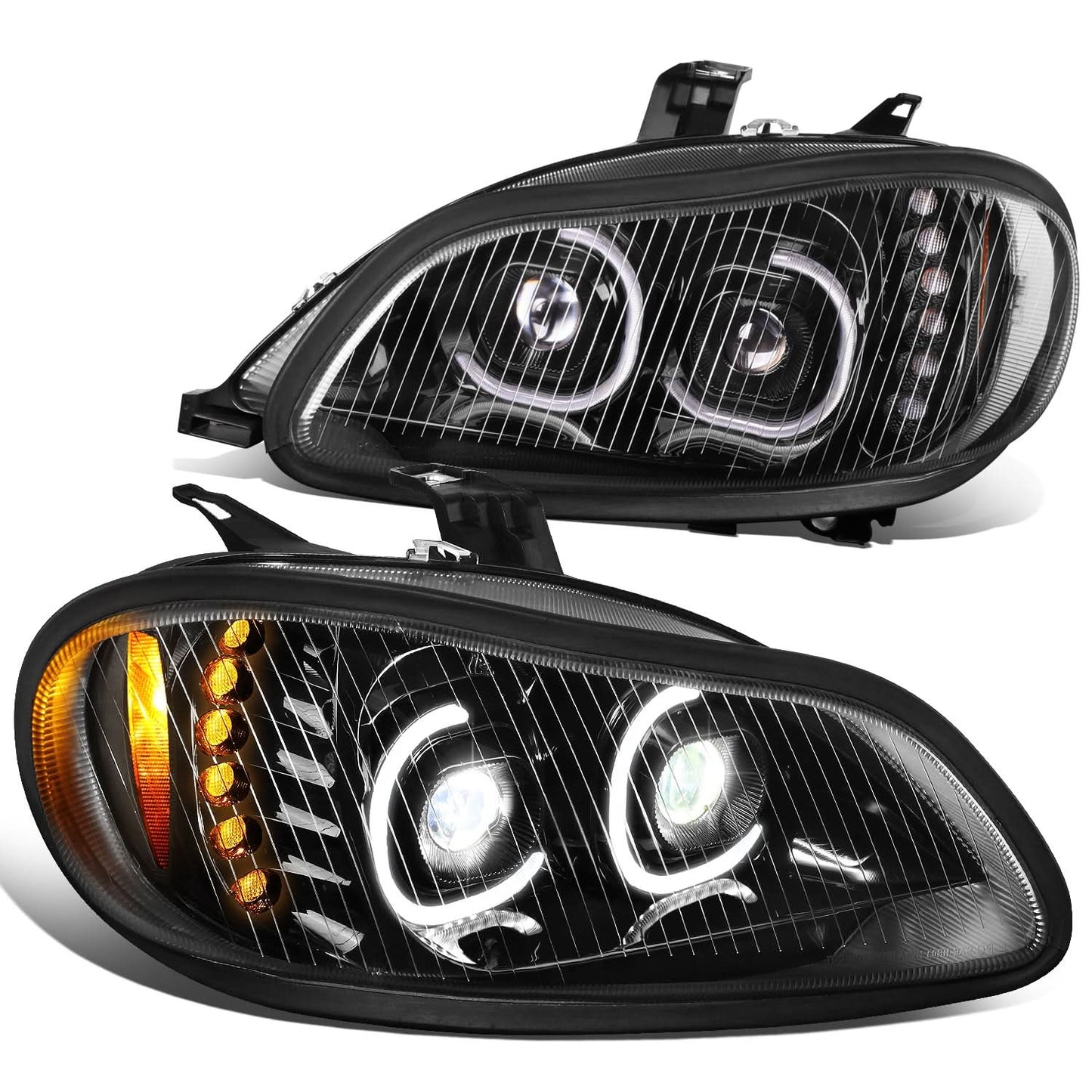 04-12 Freightliner M2 Projector LED DRL Headlights - Black Housing