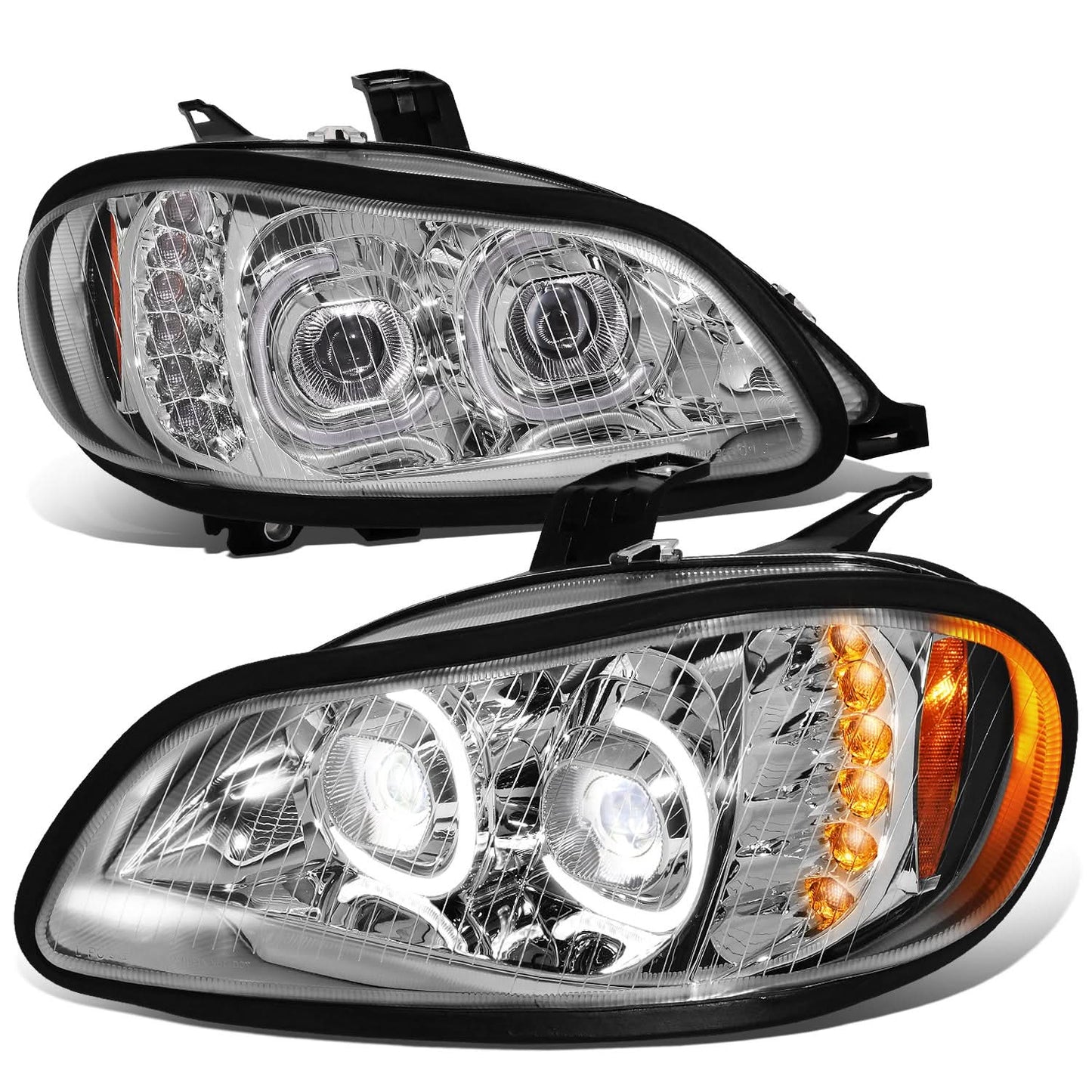 03-19 Freightliner M2 Projector LED DRL Chrome Headlights