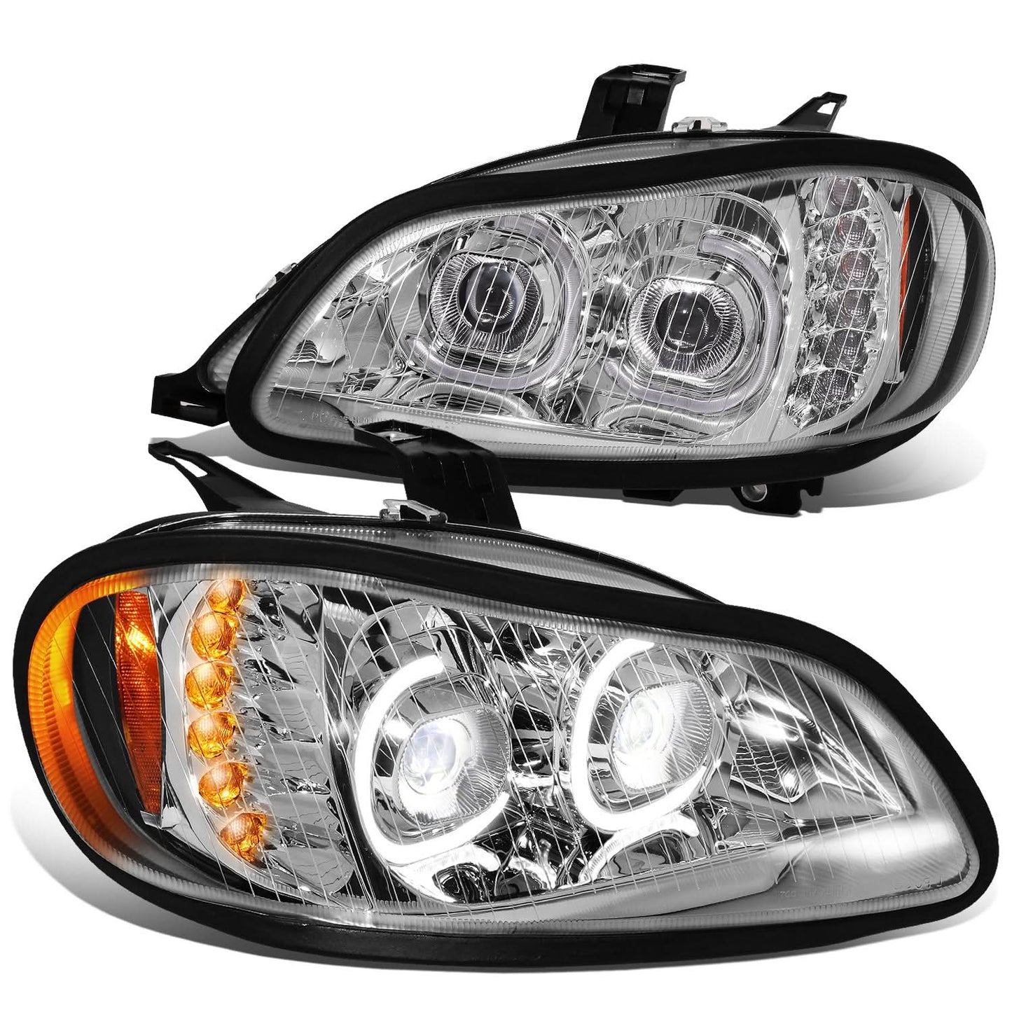 03-19 Freightliner M2 Projector LED DRL Chrome Headlights
