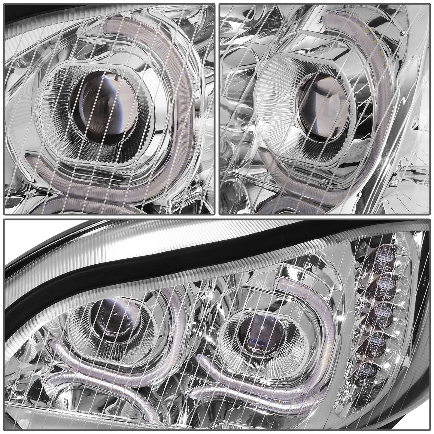 03-19 Freightliner M2 Projector LED DRL Chrome Headlights