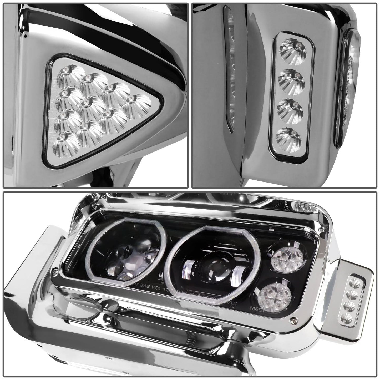 81-88 Peterbilt 359 / 87-07 379 / 08-21 389 LED Headlights - Black