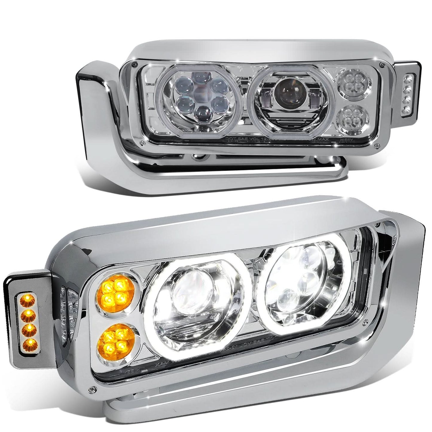 81-88 Peterbilt 359 / 87-07 379 / 08-21 389 LED Clear Headlights