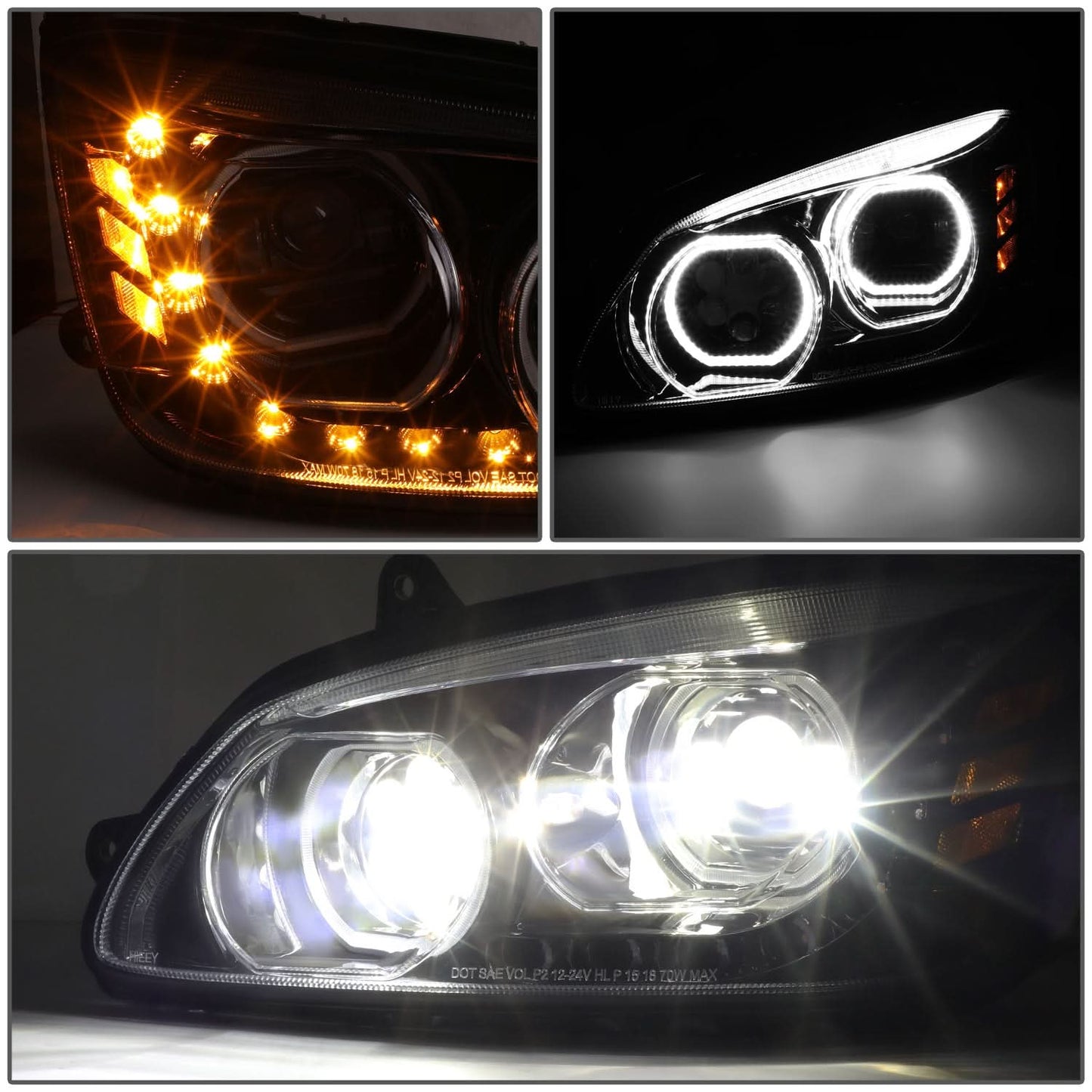 08-19 Kenworth T170/T270/T370 16-19 T300 08-18 T660 11-15 T700 Black Headlights