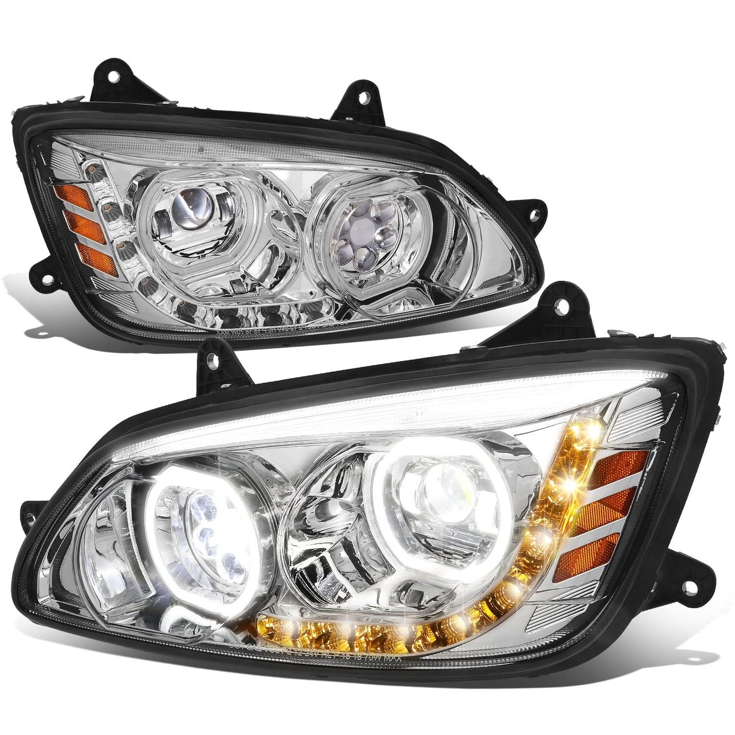 08-19 Kenworth T170/T270/T370 16-19 T300 08-18 T660 11-15 T700 Headlights Chrome