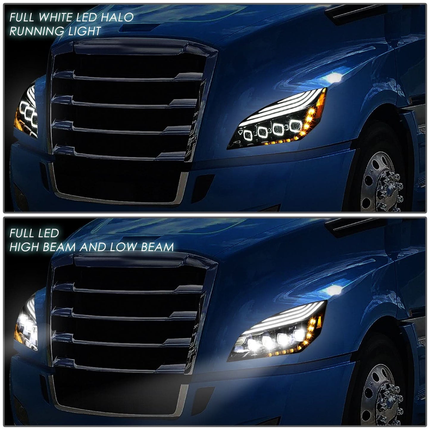 2018-2021 Freightliner Cascadia Black Headlights
