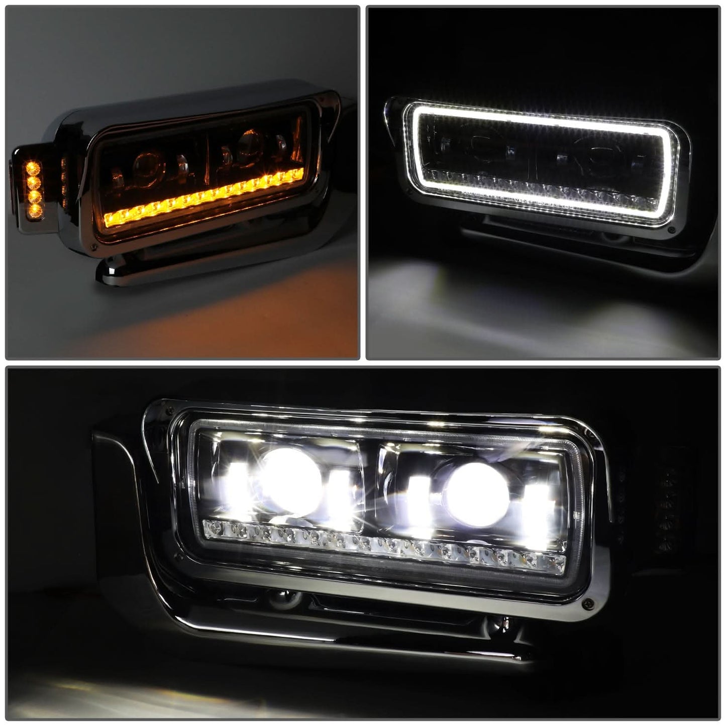 81-88 Peterbilt 359 / 87-07 379 / 08-21 389 Black Headlights