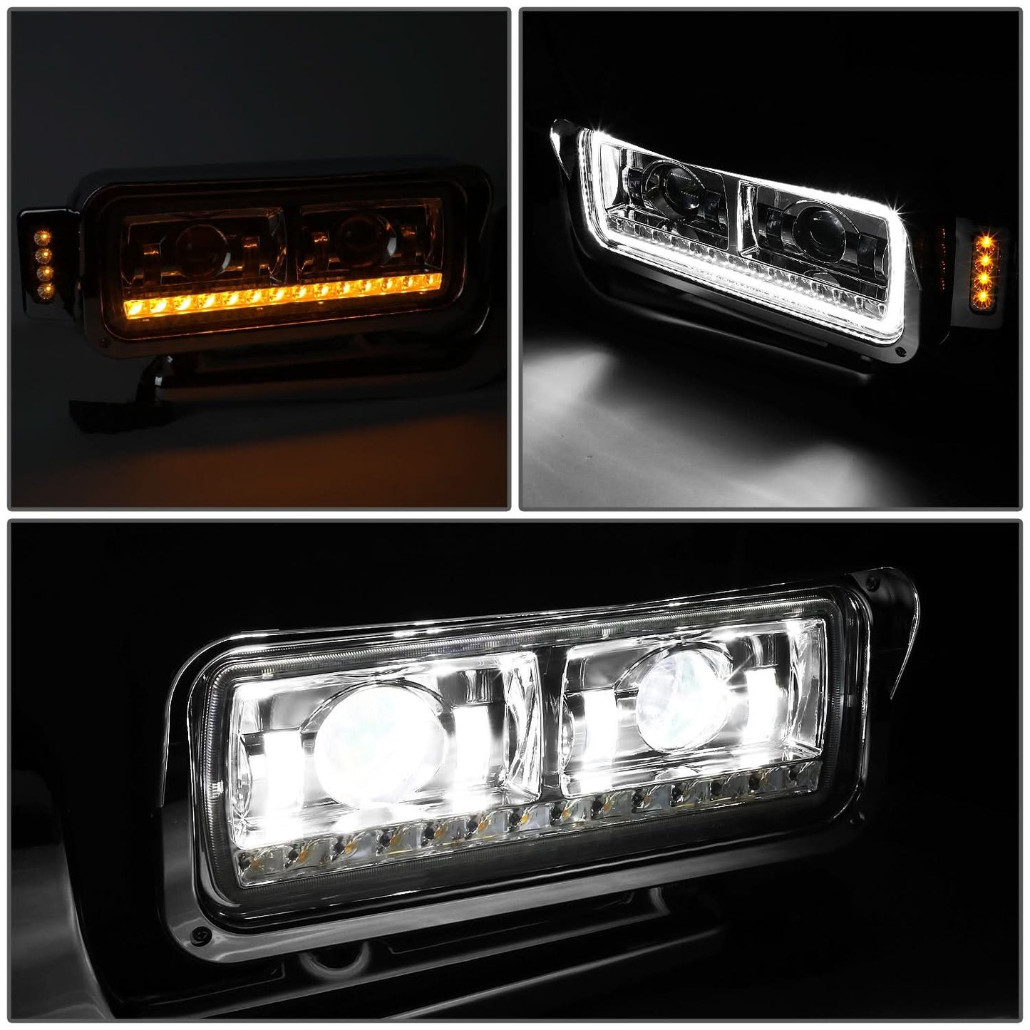 Chrome Headlights for 81-88 Peterbilt 359 / 87-07 379 / 08-21 389