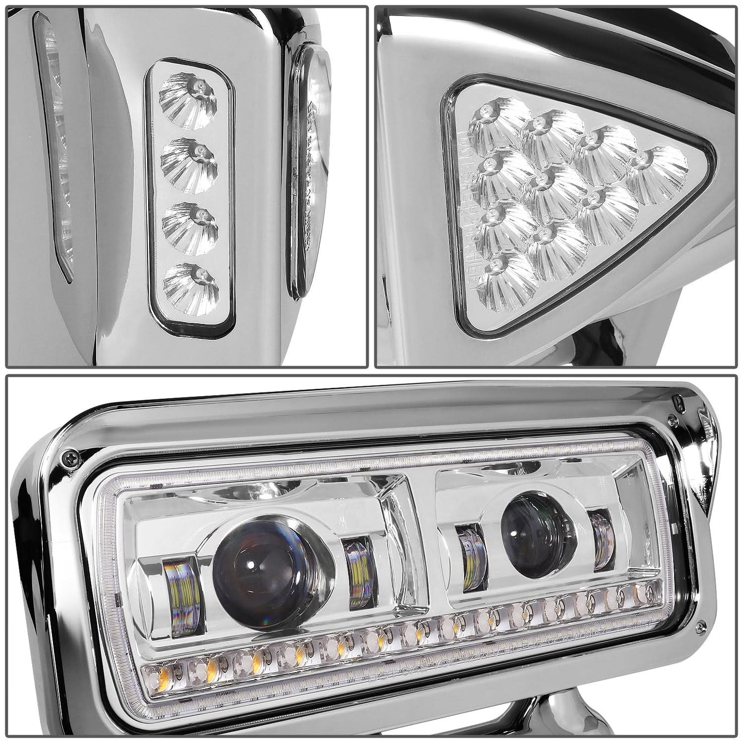 Chrome Headlights for 81-88 Peterbilt 359 / 87-07 379 / 08-21 389