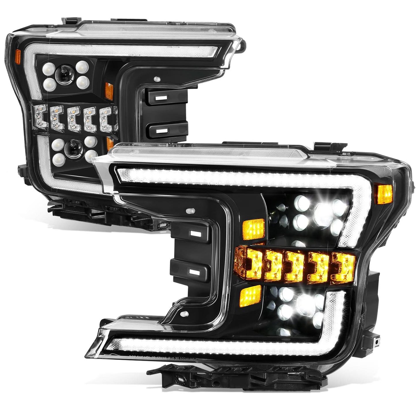 18-19 Ford F150 Black Headlights