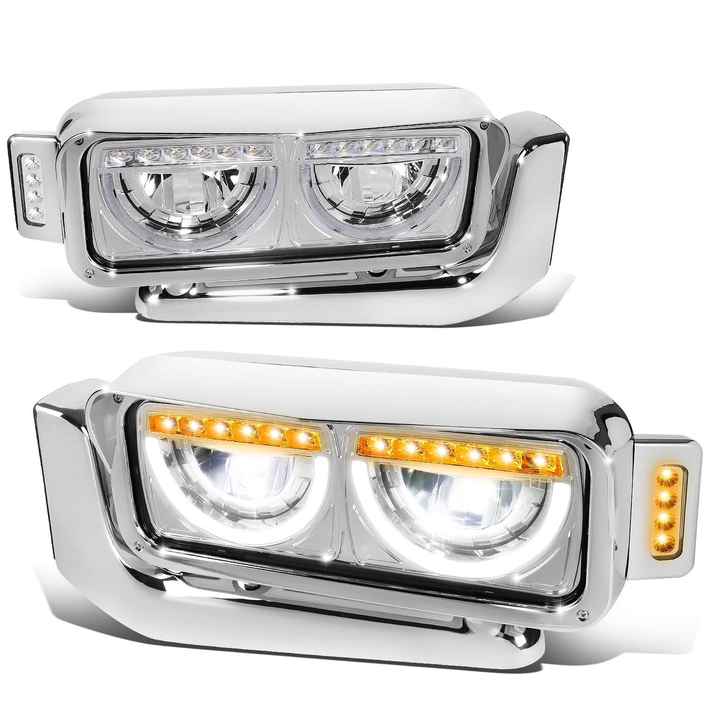 Chrome Headlights for 81-88 Peterbilt 359 / 87-07 379 / 08-21 389