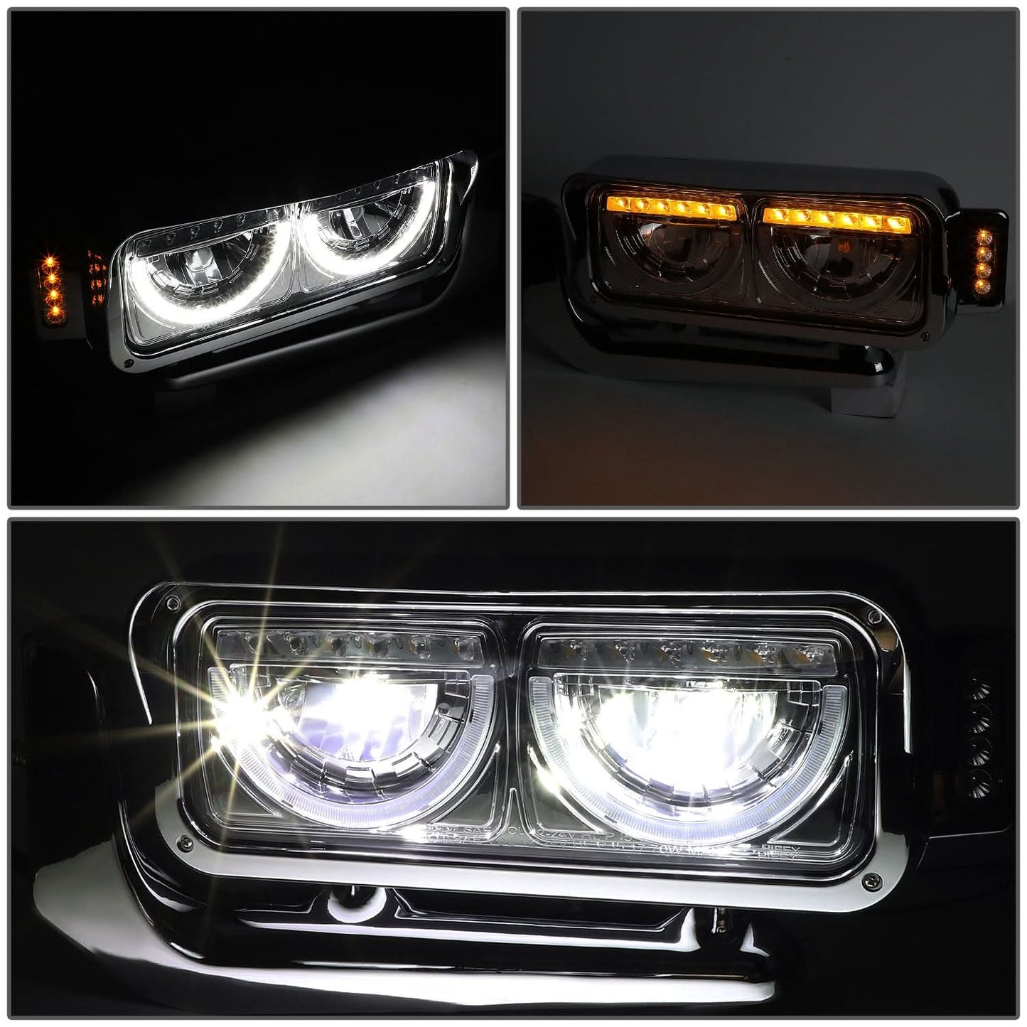 Chrome Headlights for 81-88 Peterbilt 359 / 87-07 379 / 08-21 389