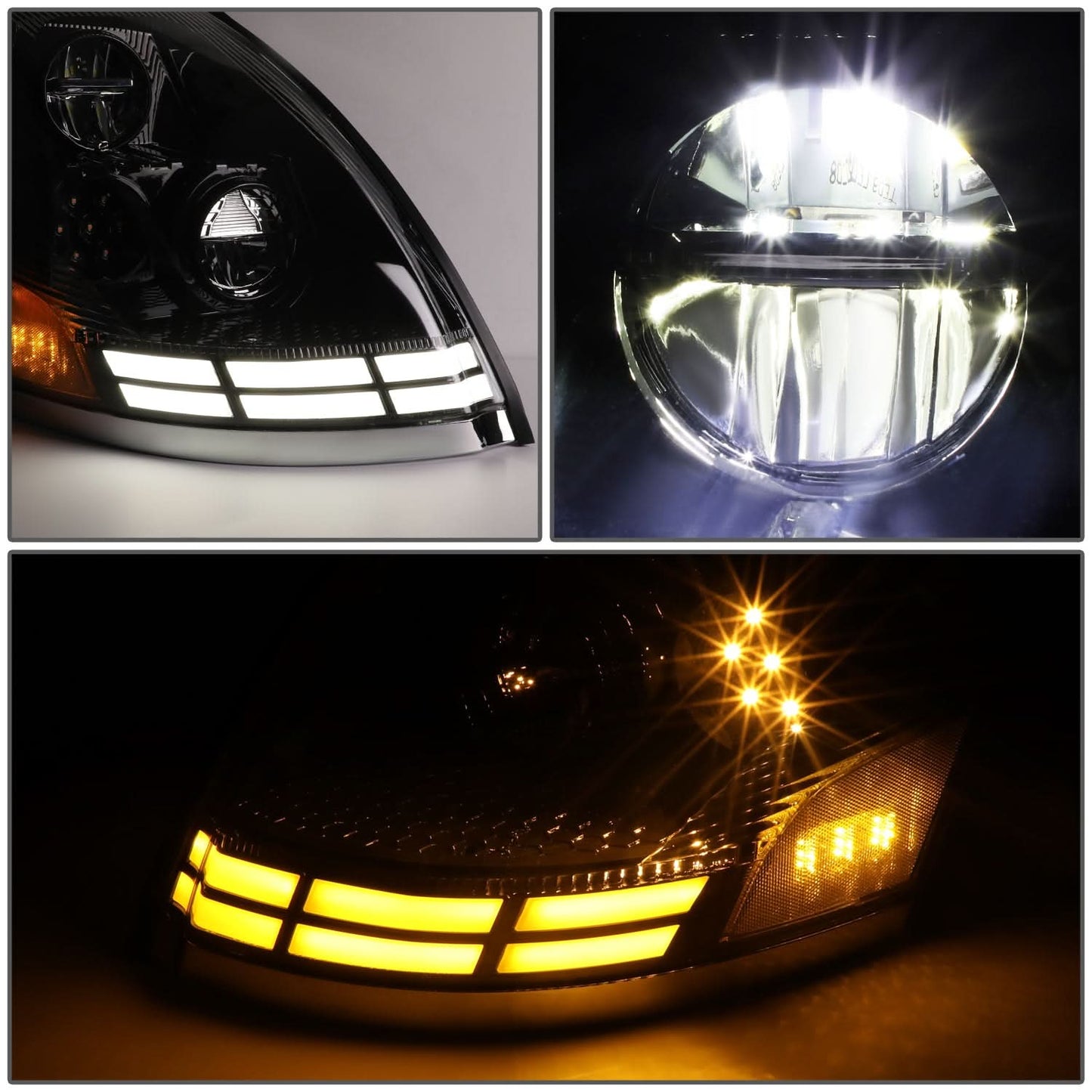 2003-2017 Volvo VN VNL VNM VNX LED Switchback Headlights Black