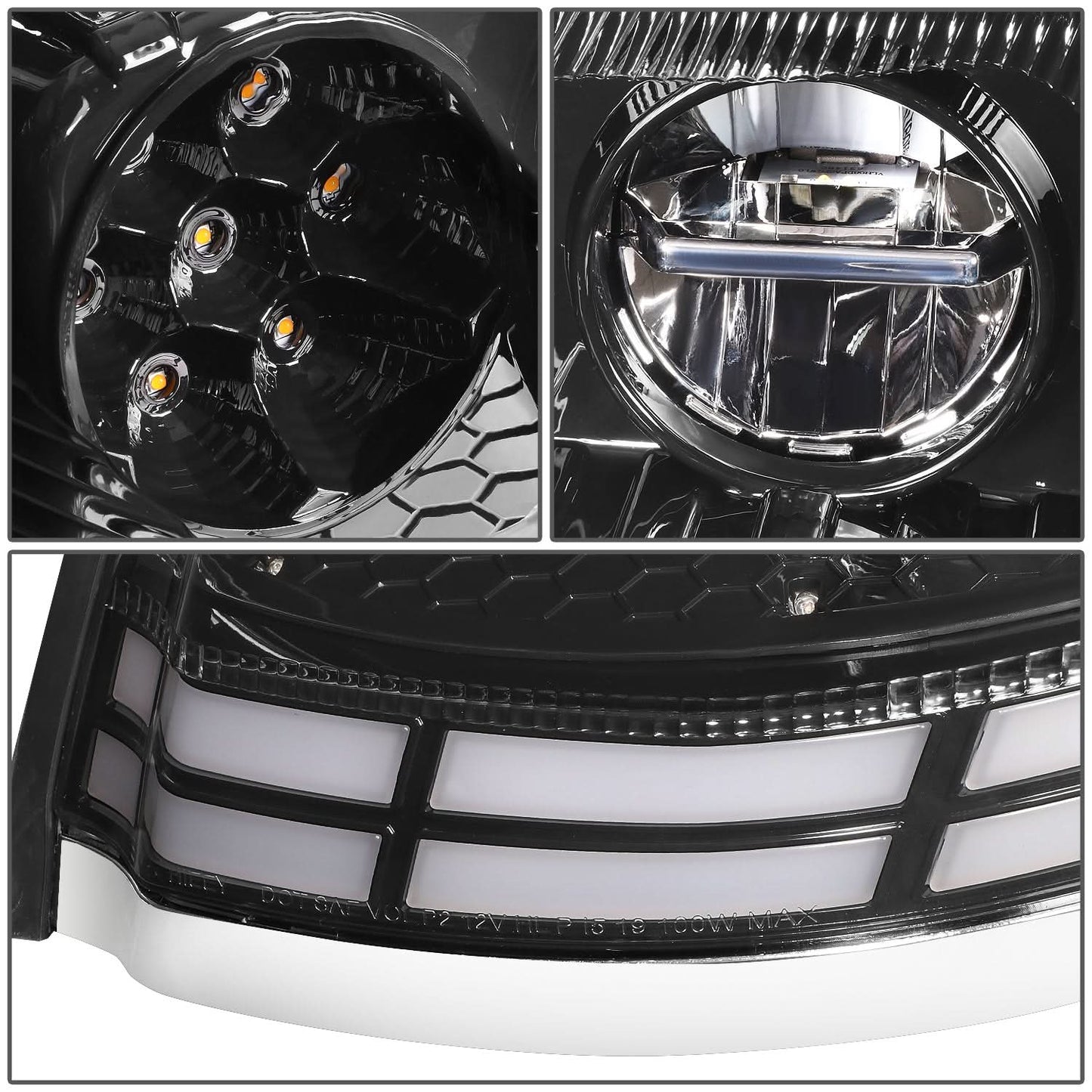 2003-2017 Volvo VN VNL VNM VNX LED Switchback Headlights Black