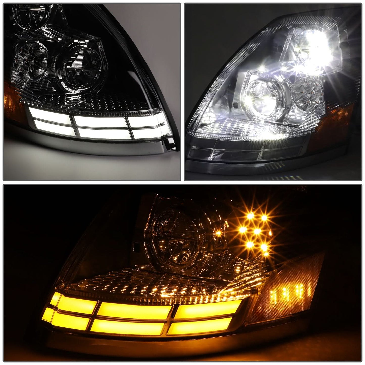 03-17 Volvo VN VNL VNM VNX LED Switchback Headlights Chrome