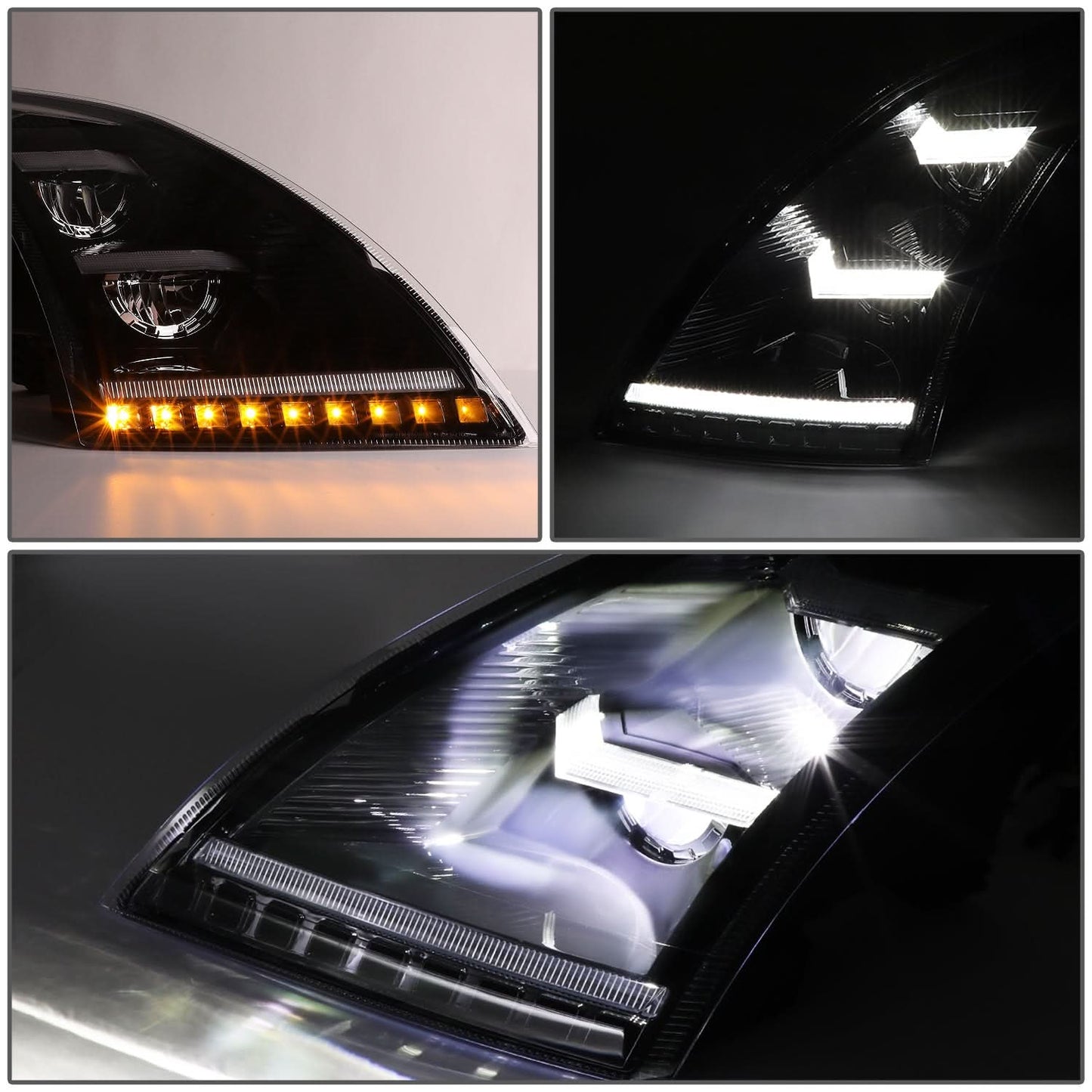 2018-2021 Volvo VNL VNR Sequential LED Headlights Black