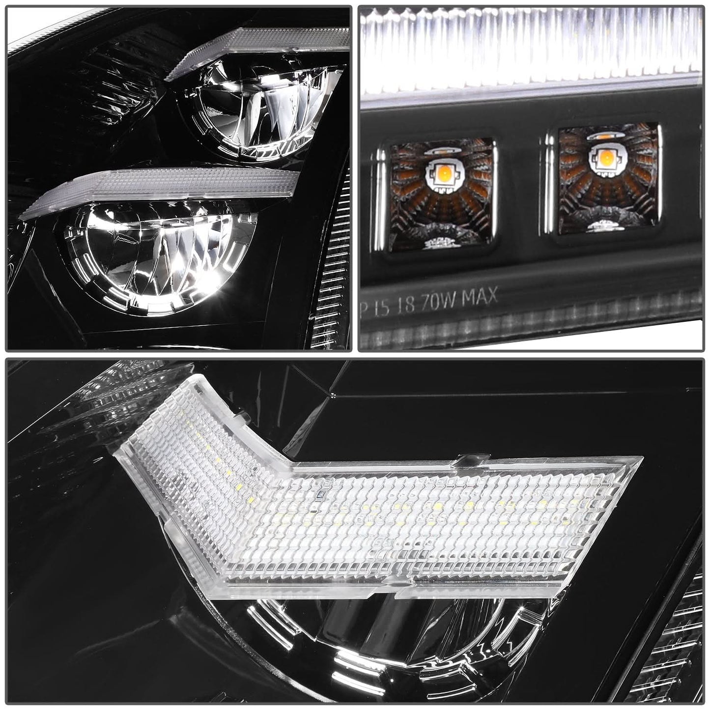 2018-2021 Volvo VNL VNR Sequential LED Headlights Black