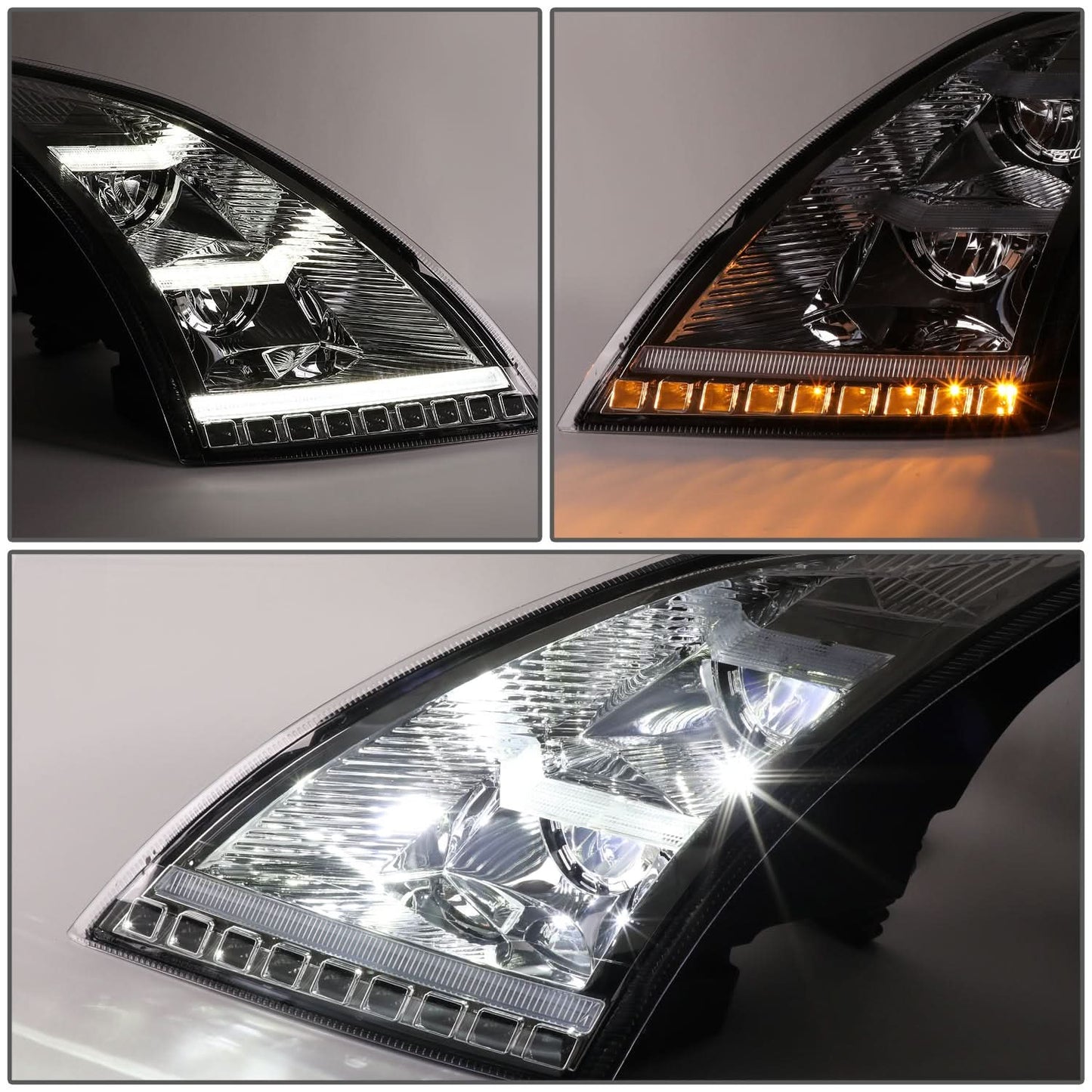 18-21 Volvo VNL/VNR Sequential LED Headlights Chrome