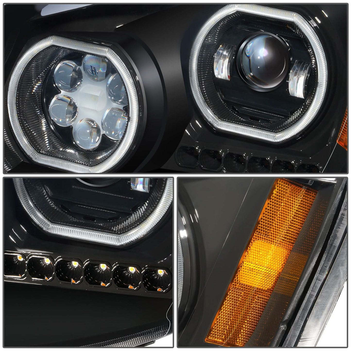 2008-2017 Freightliner Cascadia Gattling Barrel RGB LED Halo Headlights