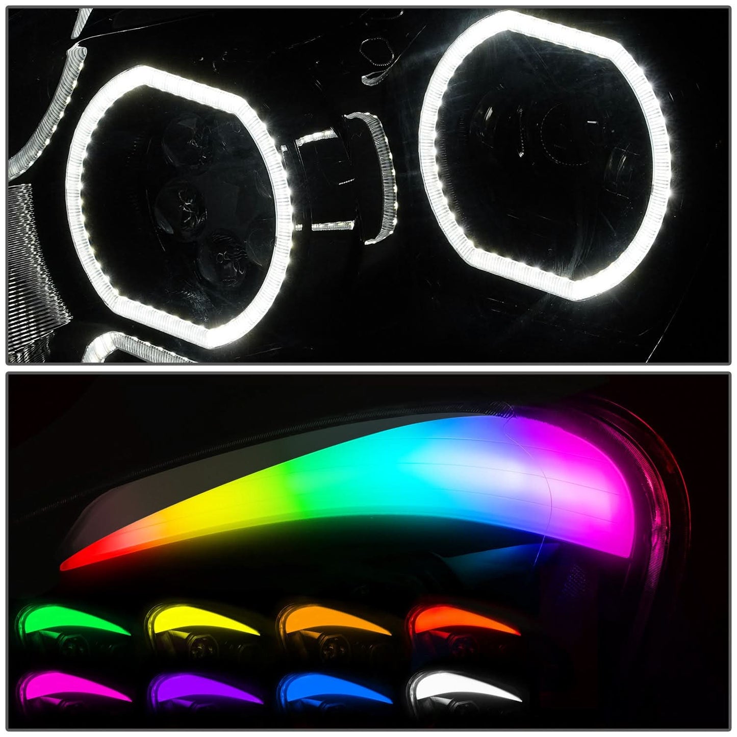 2008-2017 Freightliner Cascadia Gattling Barrel RGB LED Halo Headlights