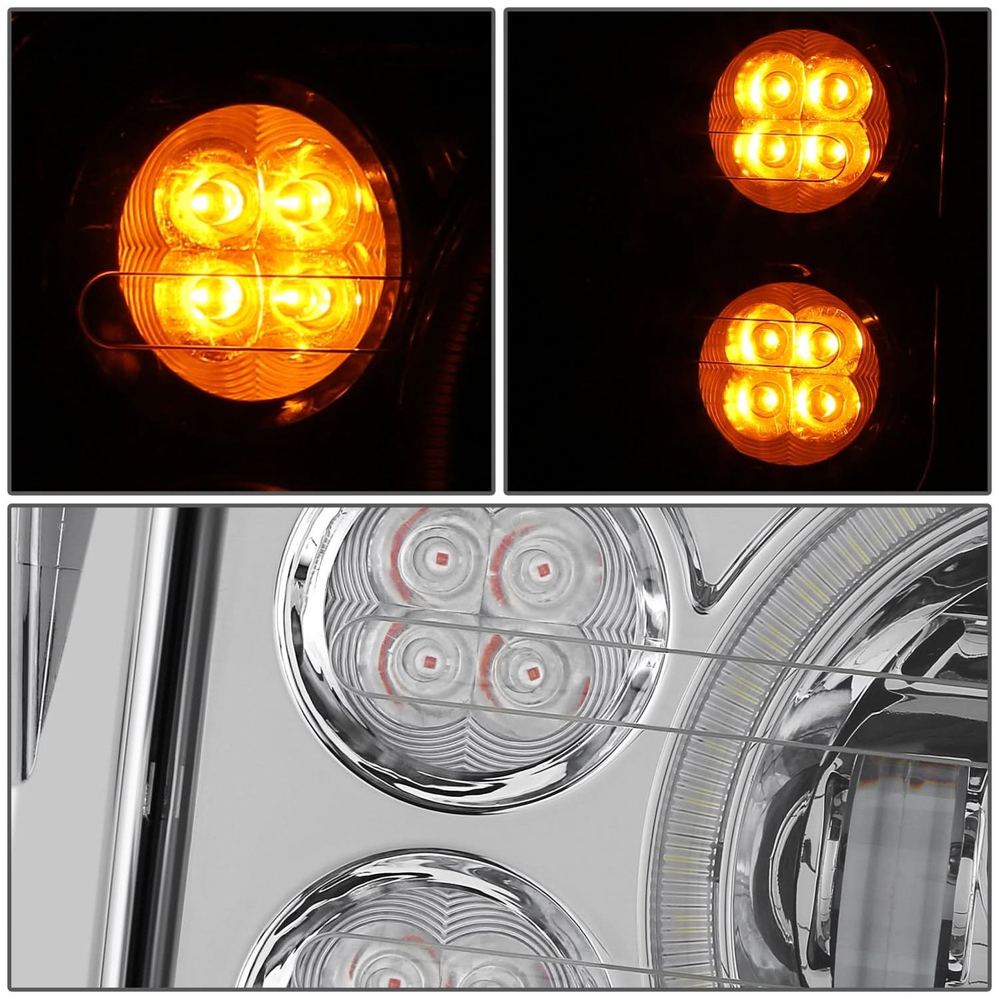 2018-2023 Volvo VNL/VNR White Halo Ring Chrome Headlights