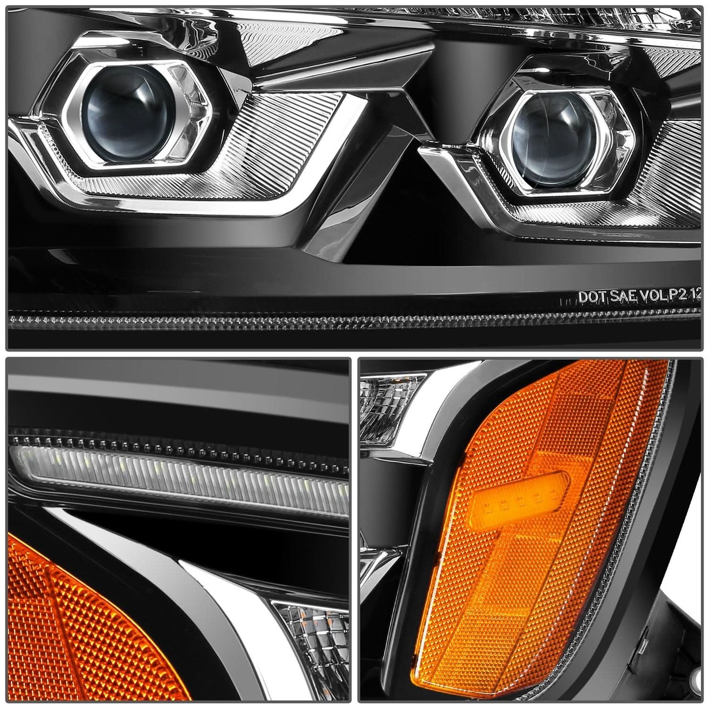 2008-2017 Kenworth T660 LED Sequential Projector Headlights Black
