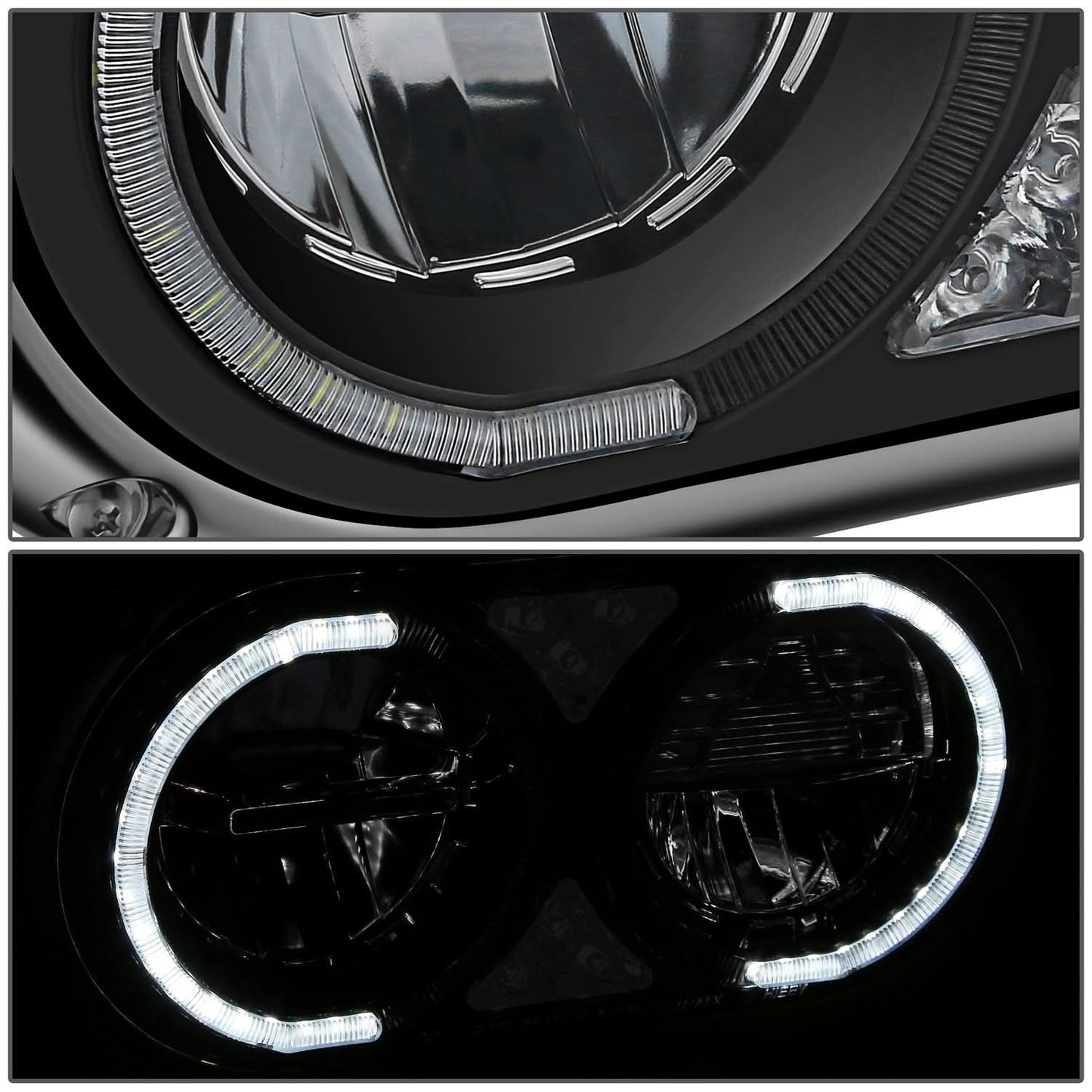 1981-1988 Peterbilt 359/379/389 Full LED Reflector Headlights Black