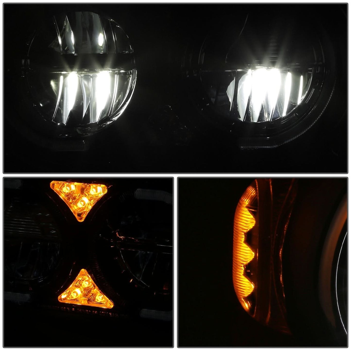 1981-1988 Peterbilt 359/379/389 Full LED Reflector Headlights Black