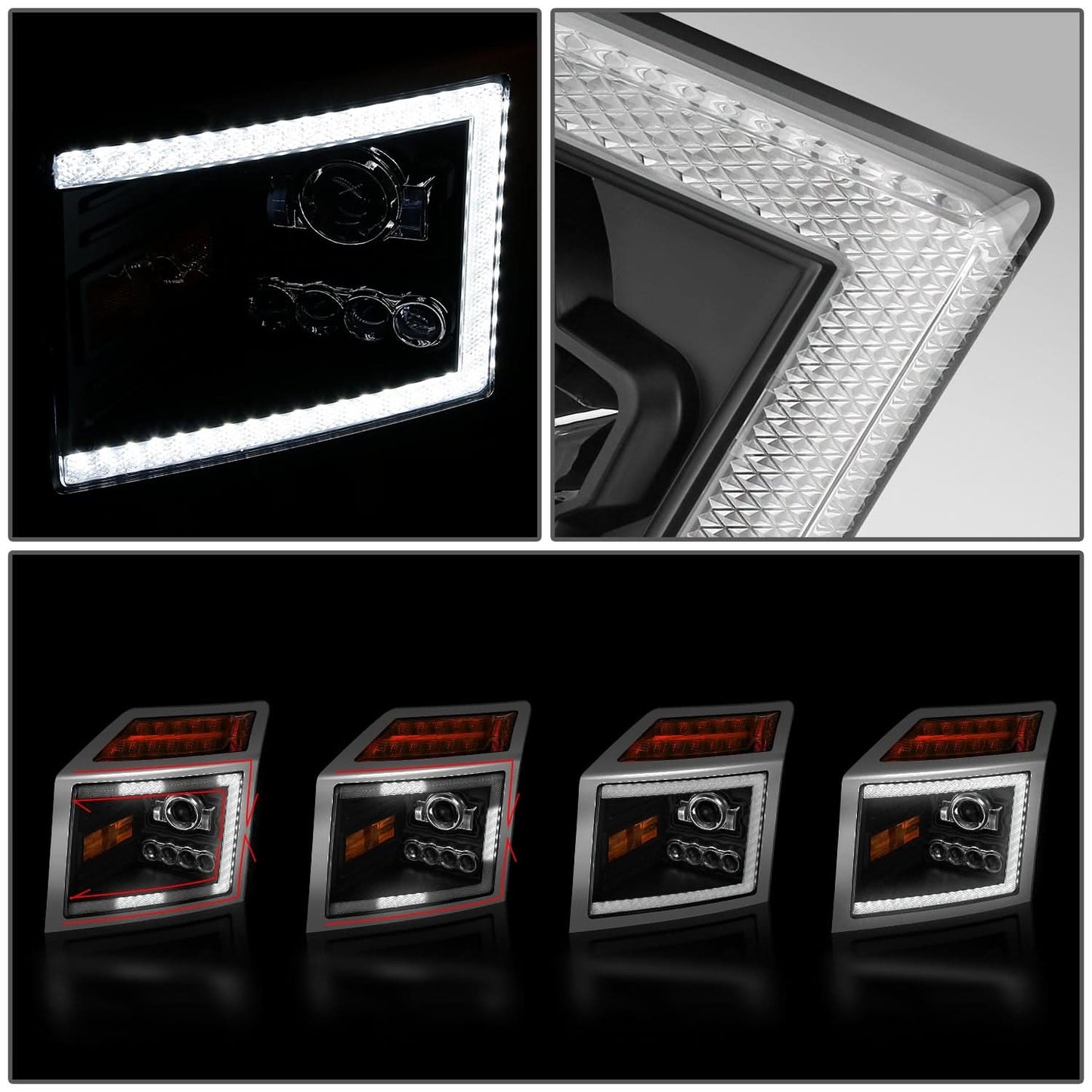 18-25 Mack Anthem LED Projector Conversion Headlights - Black