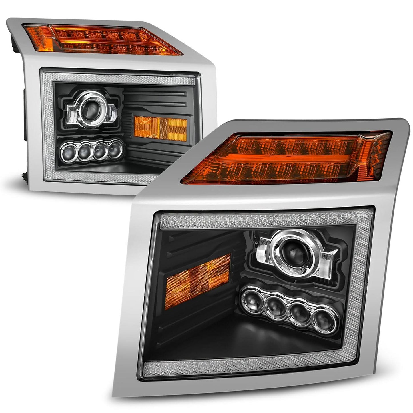 18-25 Mack Anthem LED Projector Conversion Headlights - Black