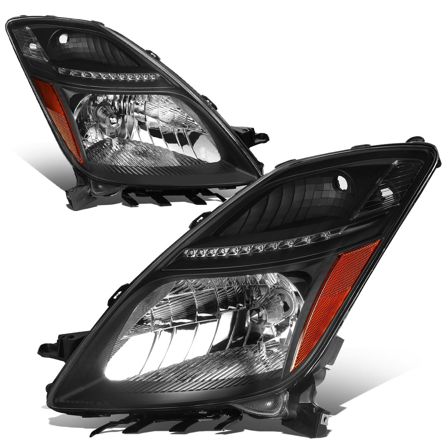 06-09 Toyota Prius HID Headlights - Black Housing w/ Amber Corner