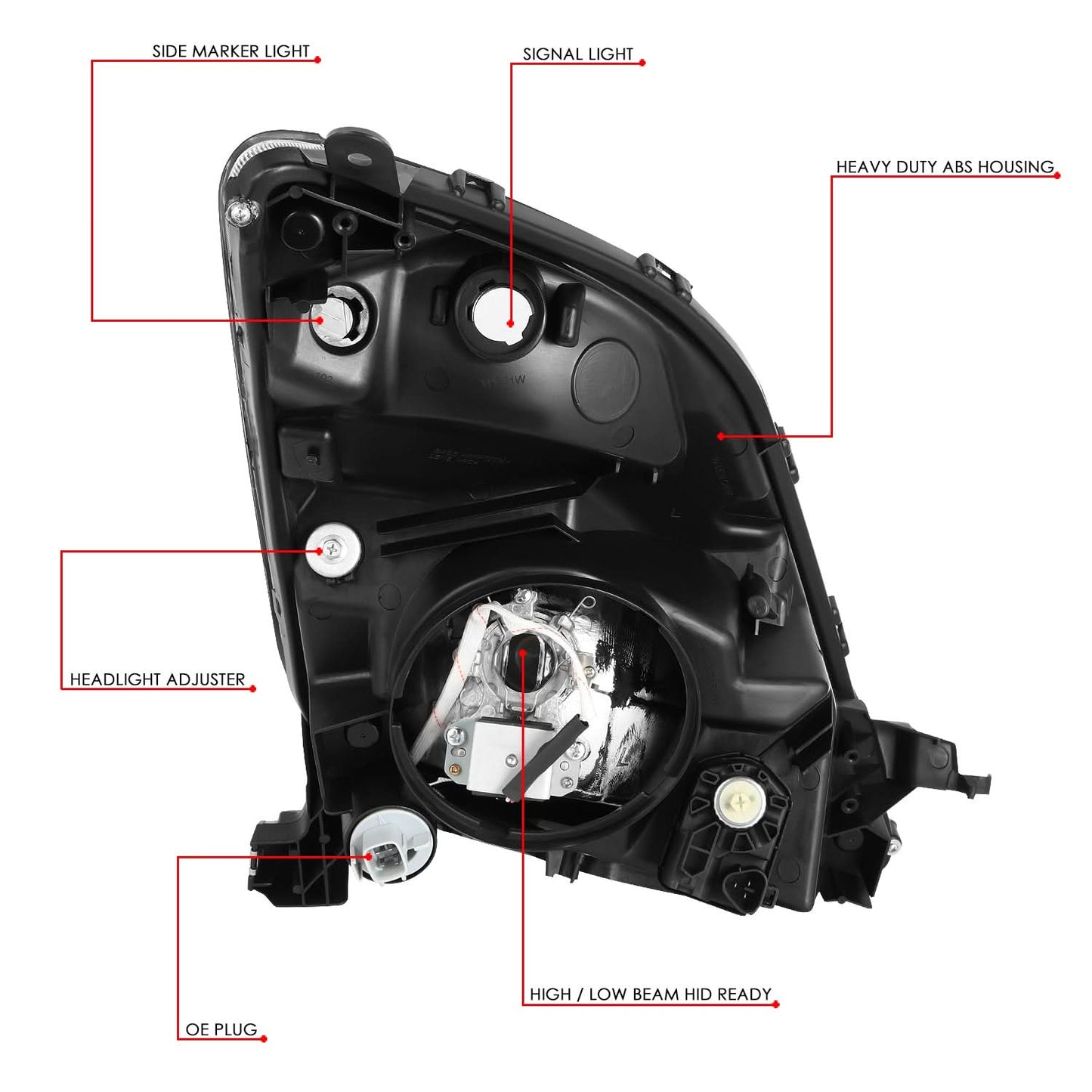 2006-2009 Toyota Prius HID Xenon Headlights Black Housing Clear Corner