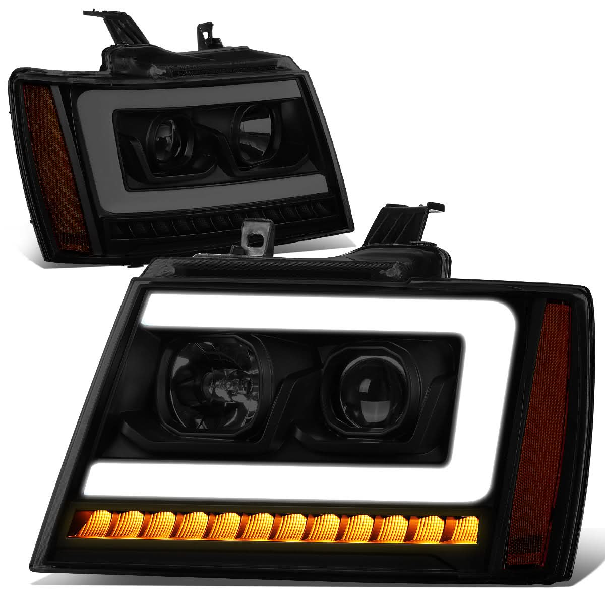07-14 Chevy Avalanche Tahoe Suburban LED DRL C-Bar Headlights