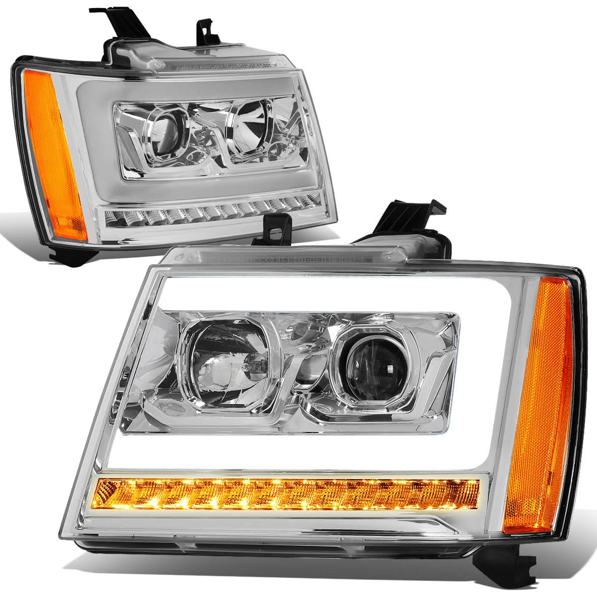 07-14 Chevrolet Avalanche Tahoe Suburban LED DRL C-Bar Headlights