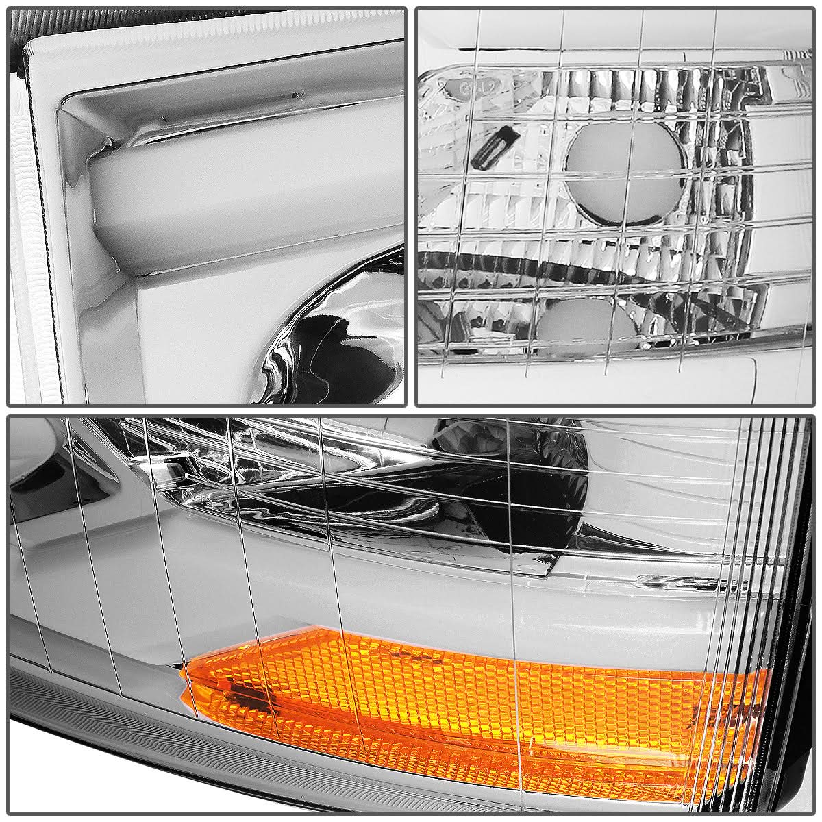 07-17 Chevrolet Silverado LED DRL Dual LED Headlights Chrome Housing