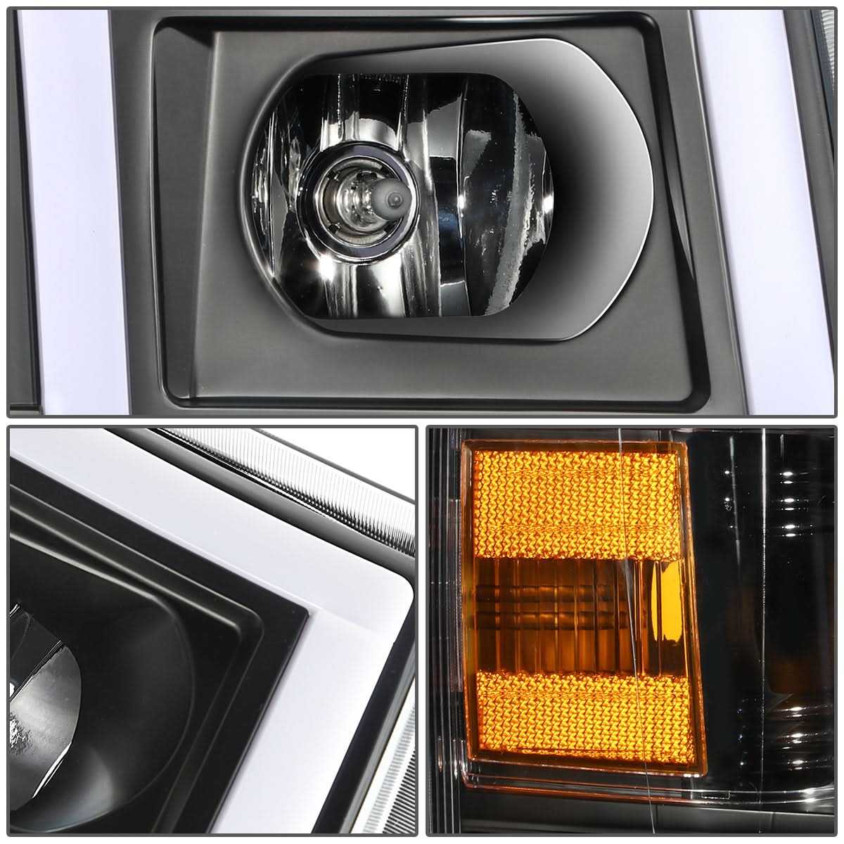 07-14 Chevrolet Silverado Rectangle LED DRL Headlights Black Housing