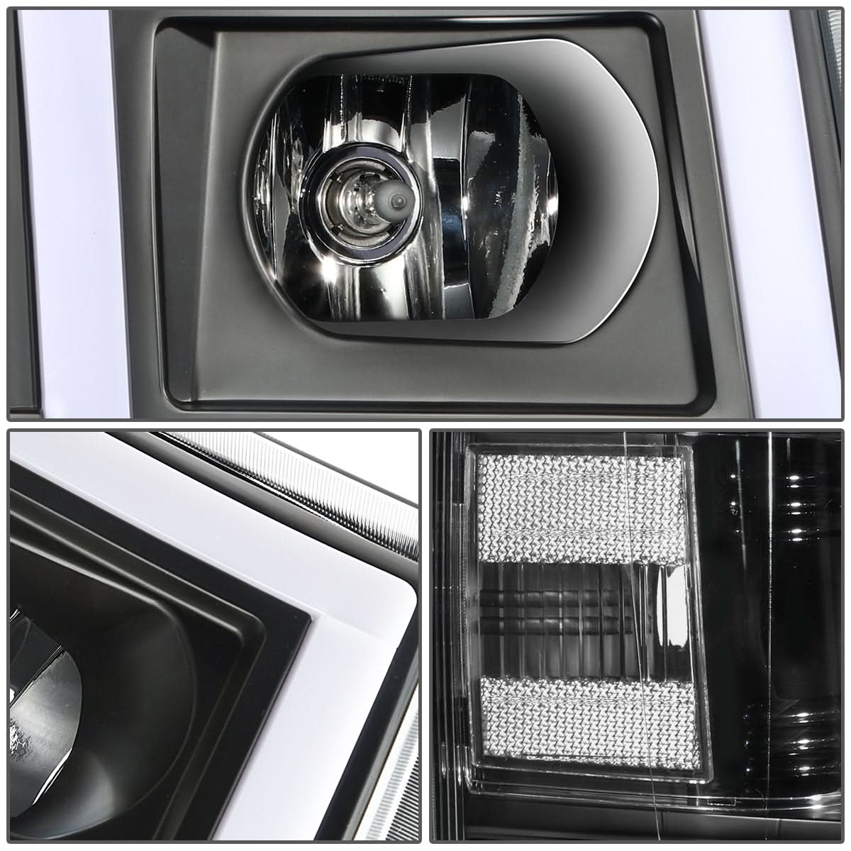 2007-2014 Chevrolet Silverado Rectangle LED DRL Headlights Black
