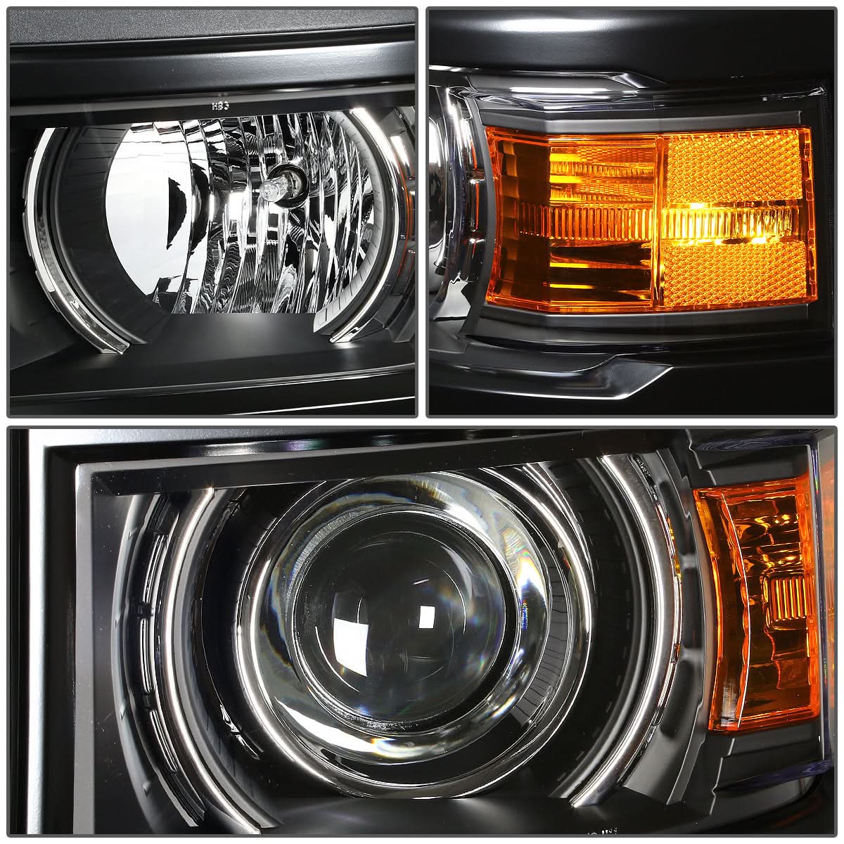 2014-2015 Chevrolet Silverado 1500 LED Projector Headlights Black