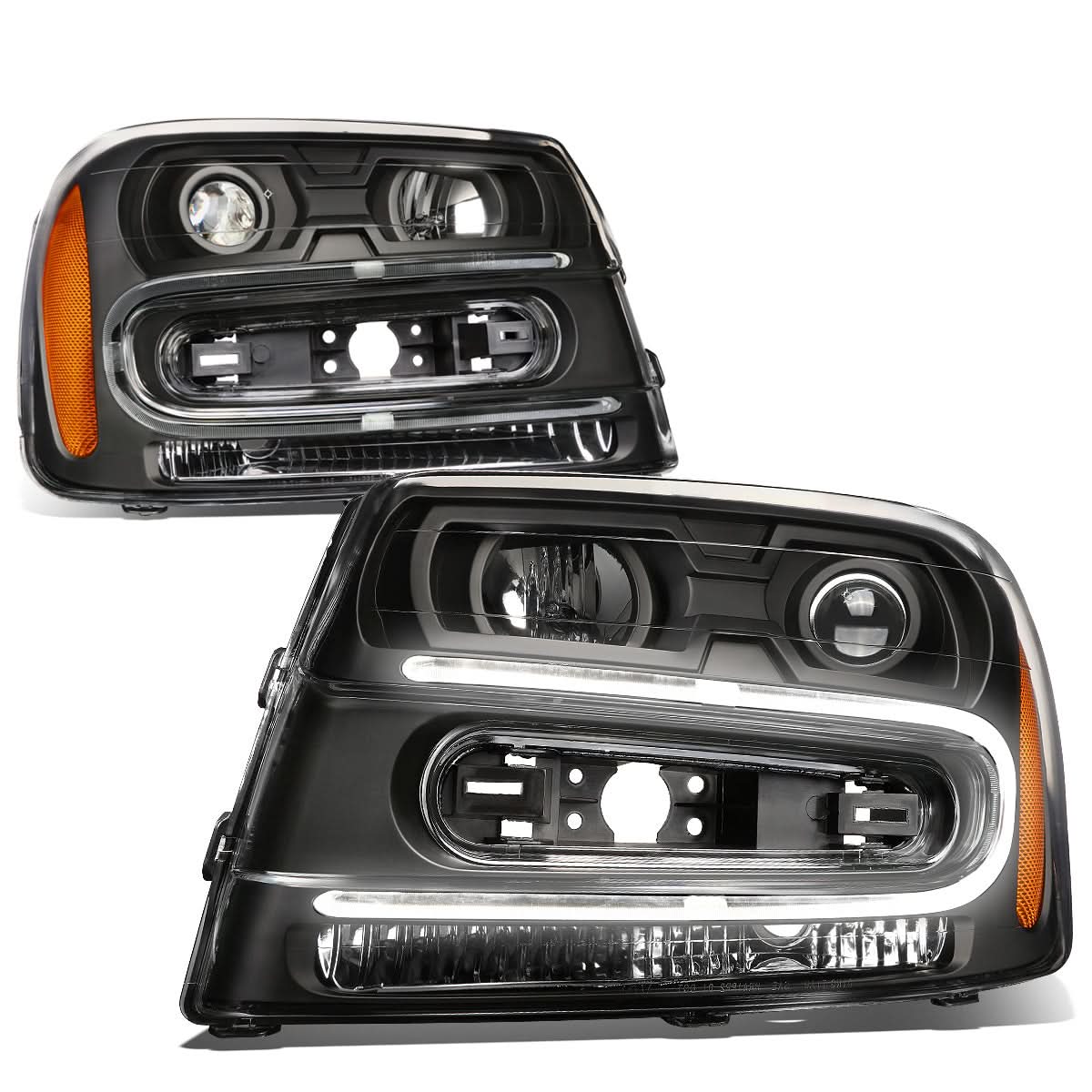 02-09 Chevrolet Trailblazer LED DRL OE Style Headlights - Black